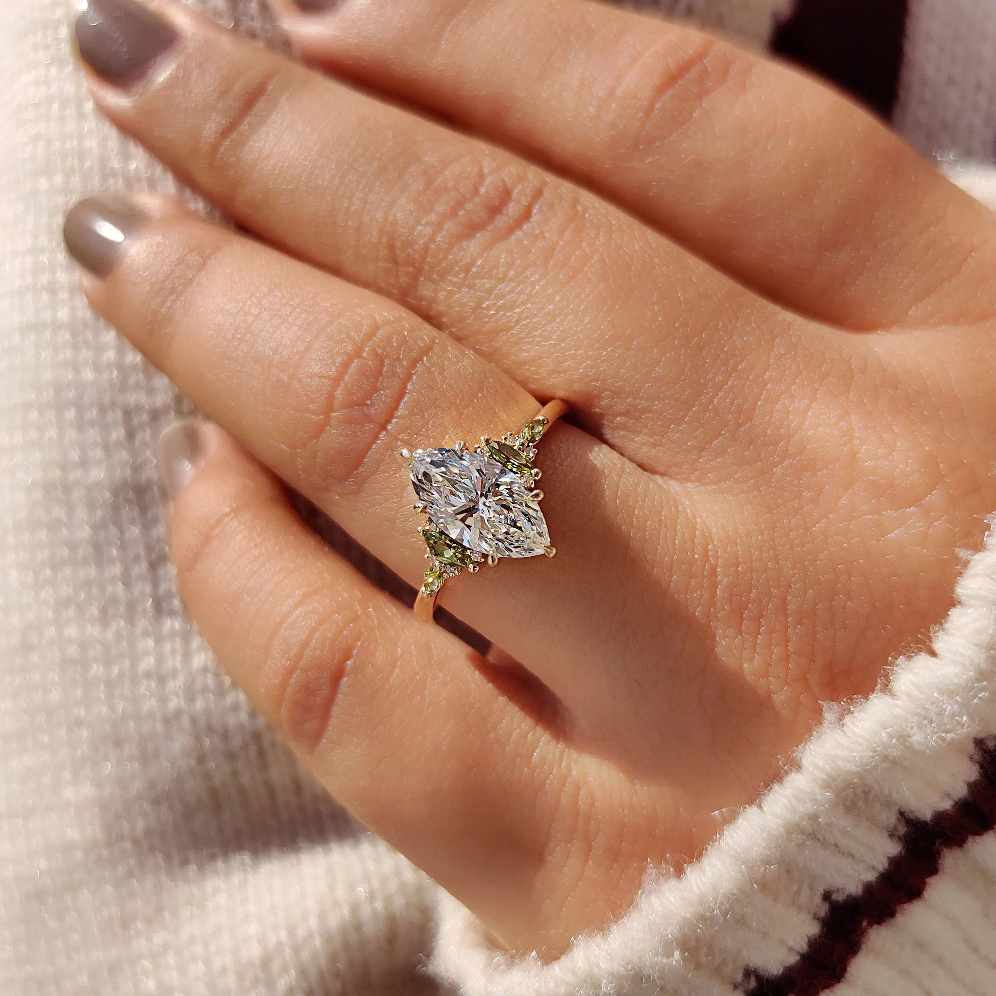 0.50 - 3 CT Marquise Diamond Ring in Muse Setting - Image 4