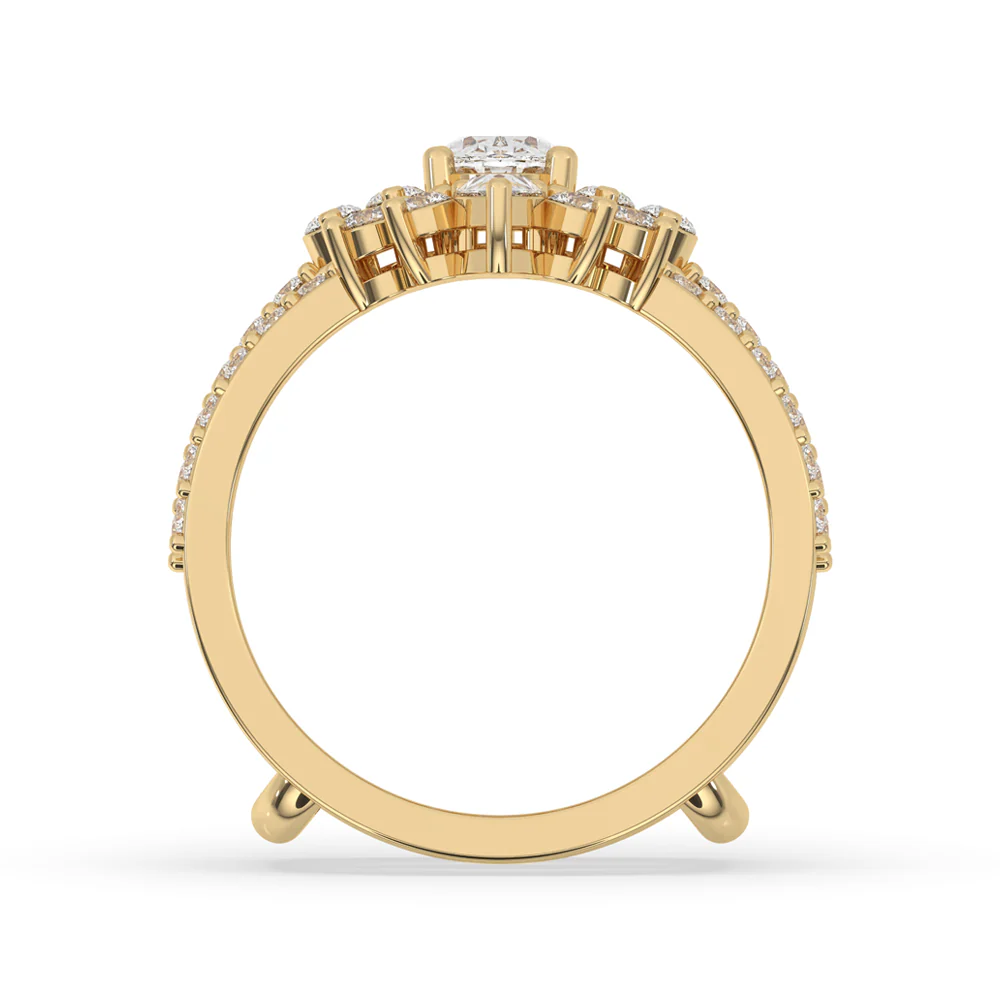 Oval Diamond Pave Engagement Ring With Wedding Band - Image 4