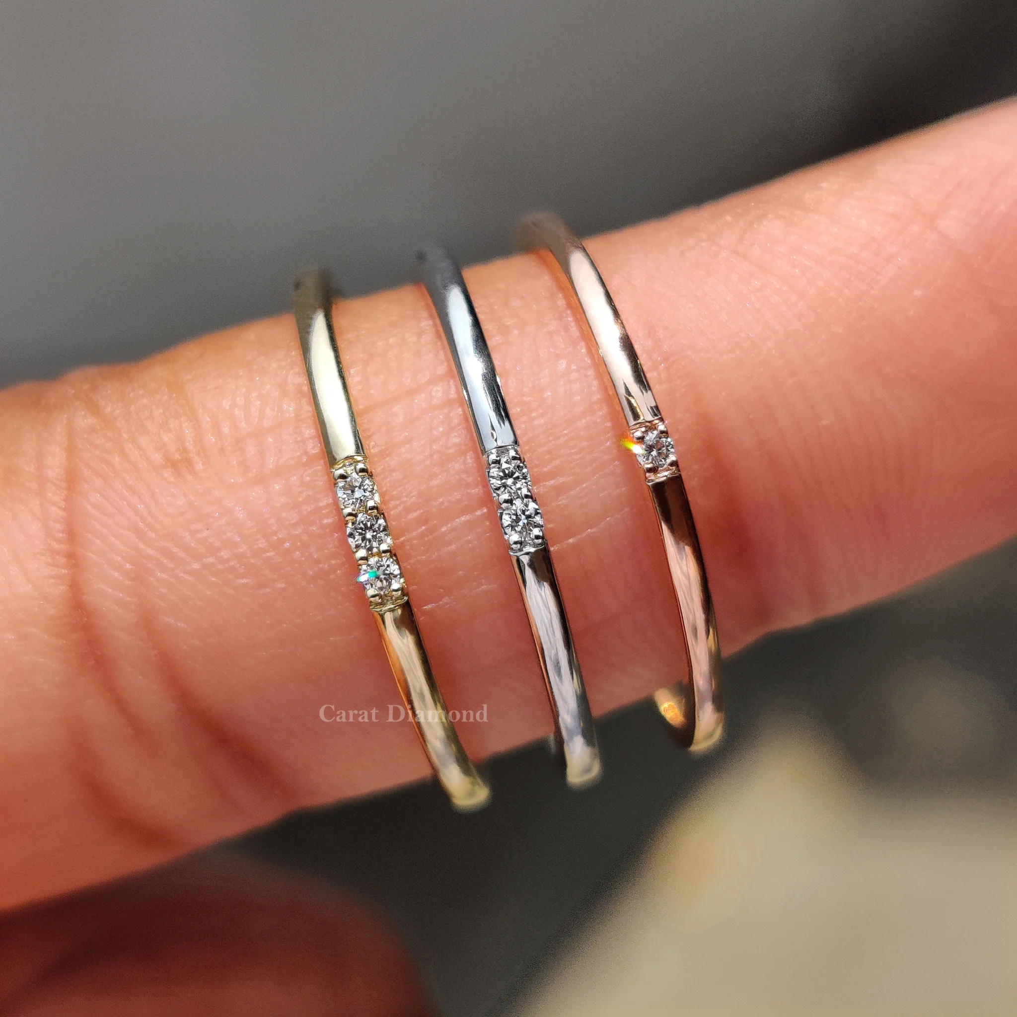 3 Piece Wedding Ring Set In Round Cut Moissanite