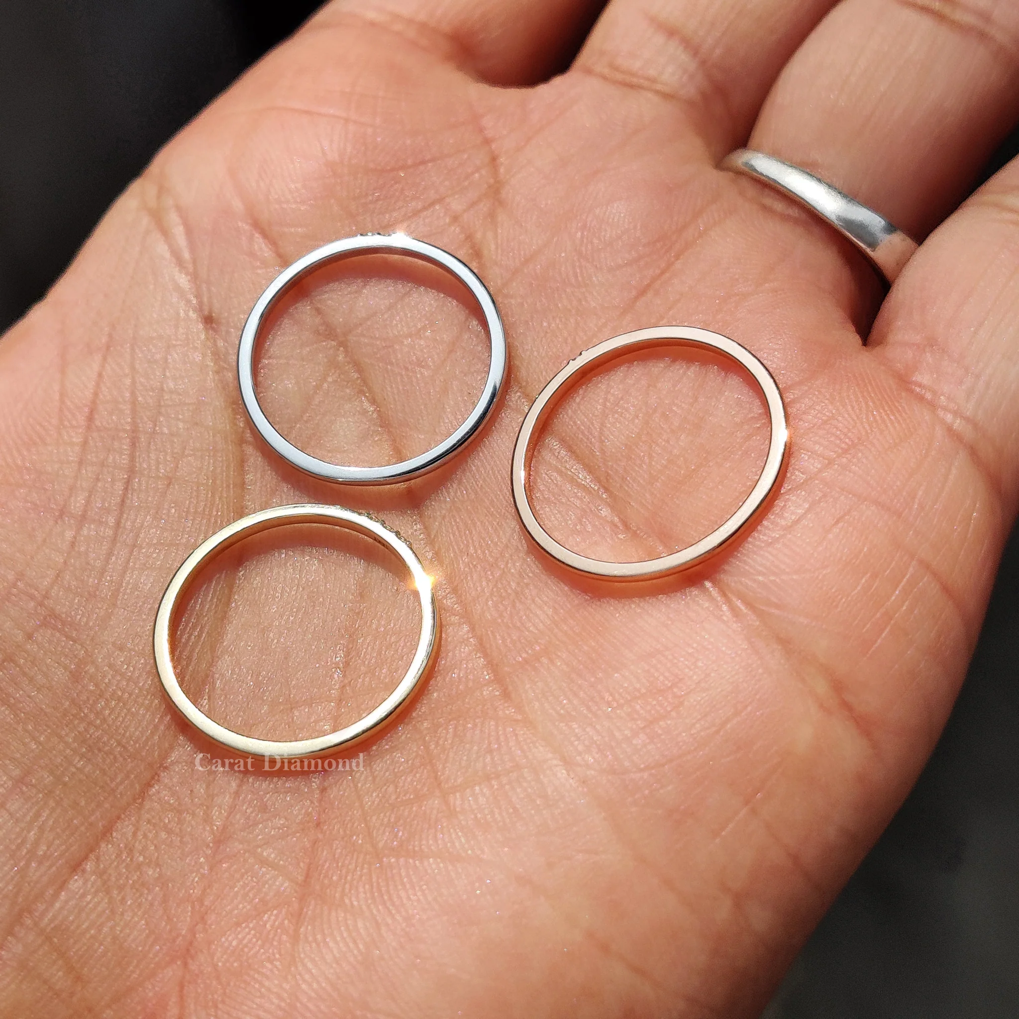 3 Piece Wedding Ring Set In Round Cut Moissanite - Image 3