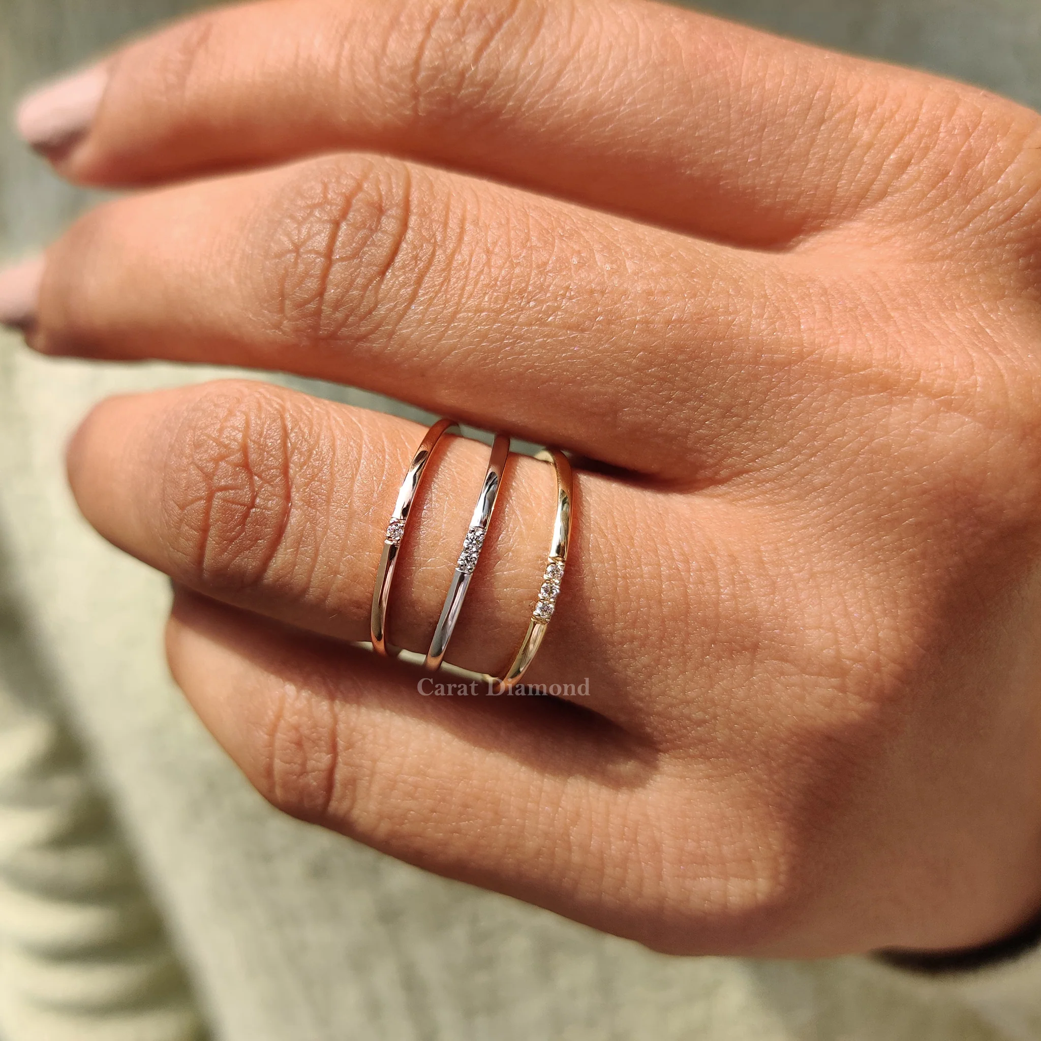 3 Piece Wedding Ring Set In Round Cut Moissanite - Image 9