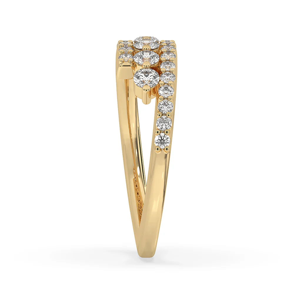 3 Row Pave Diamond Band With Bypass Setting - Image 3