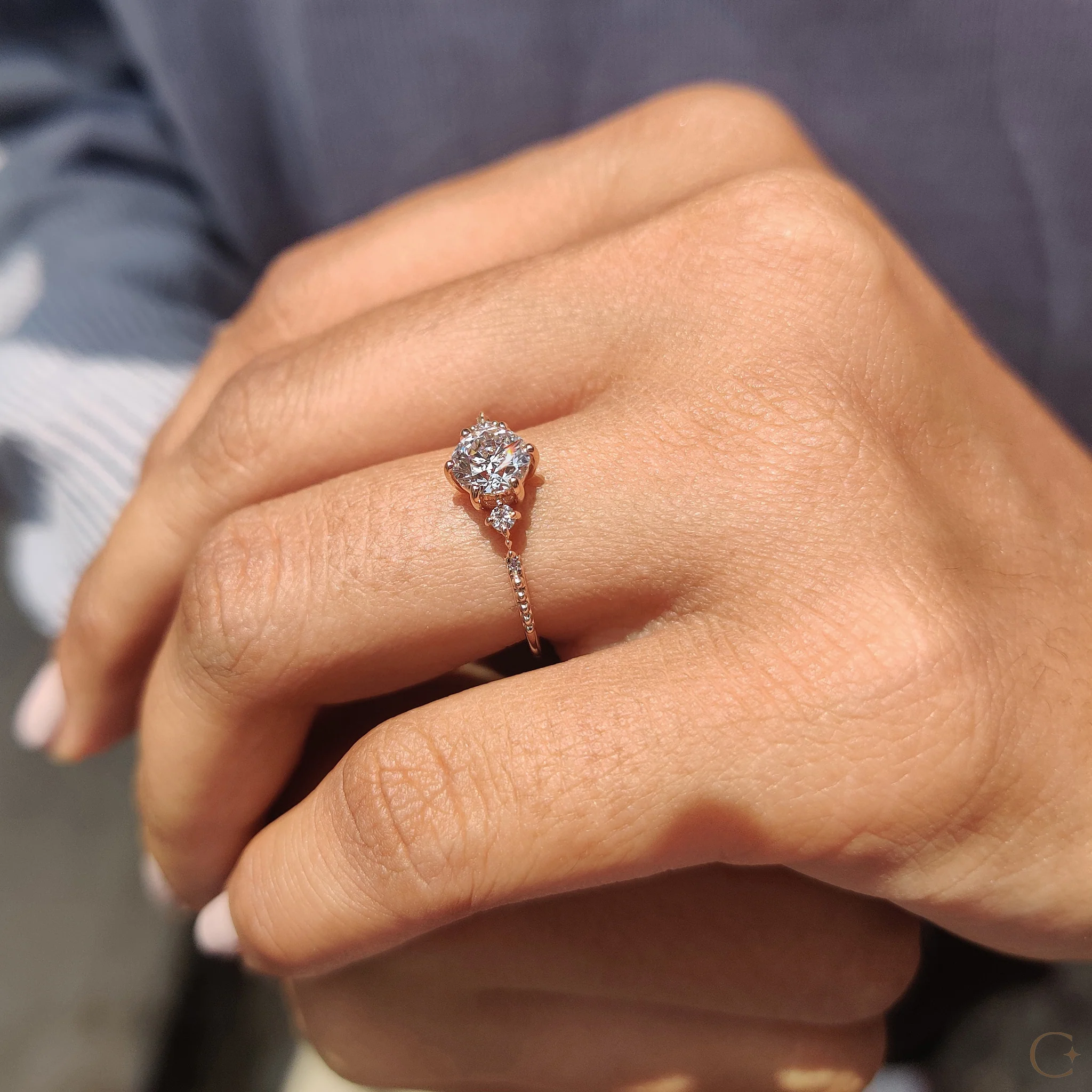 3 Stone Diamond Ring With Round Cut Stones - Image 9