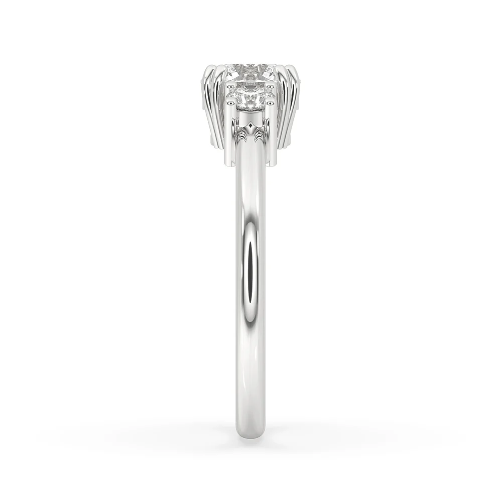 Round Cut 3 Stone Double Prong Engagement Ring - Image 3