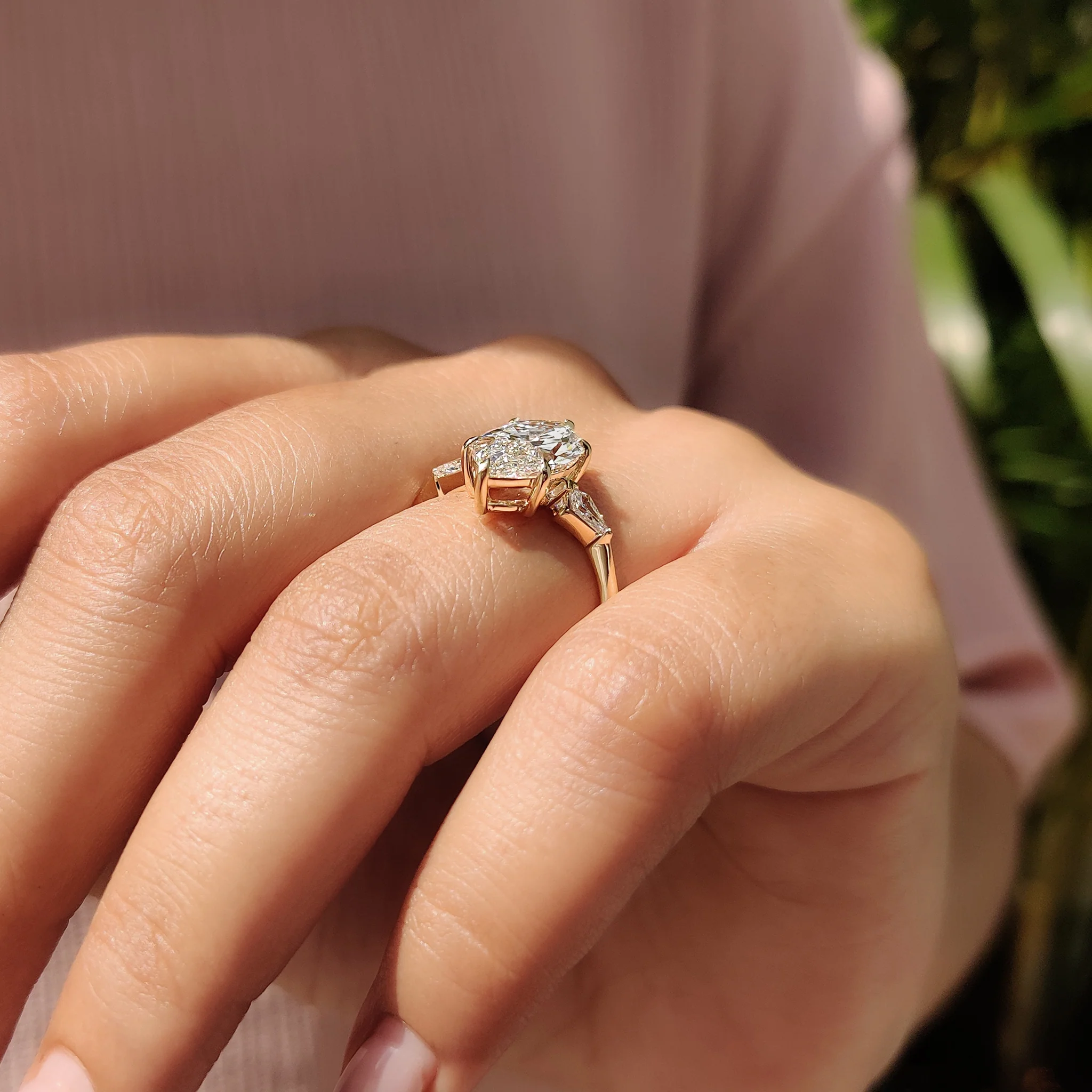 3 Stone Marquise Diamond Ring With Kite Side Stone - Image 5