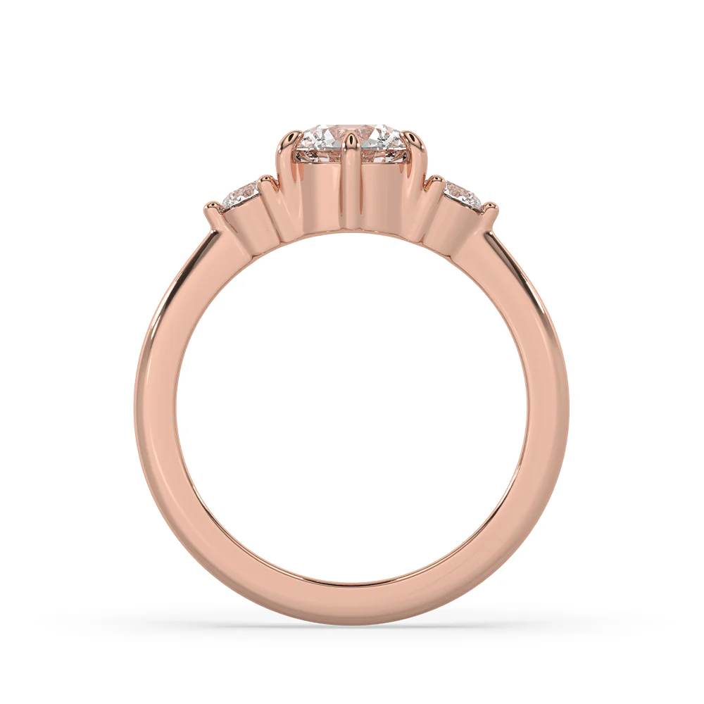 3 Stone Round Diamond Ring In Rose Gold - Image 4