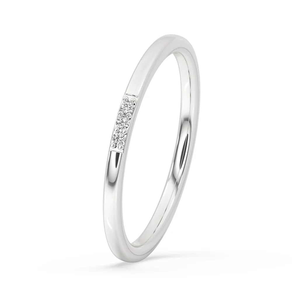3 Stone Wedding Band - Minimalist Style - Image 2
