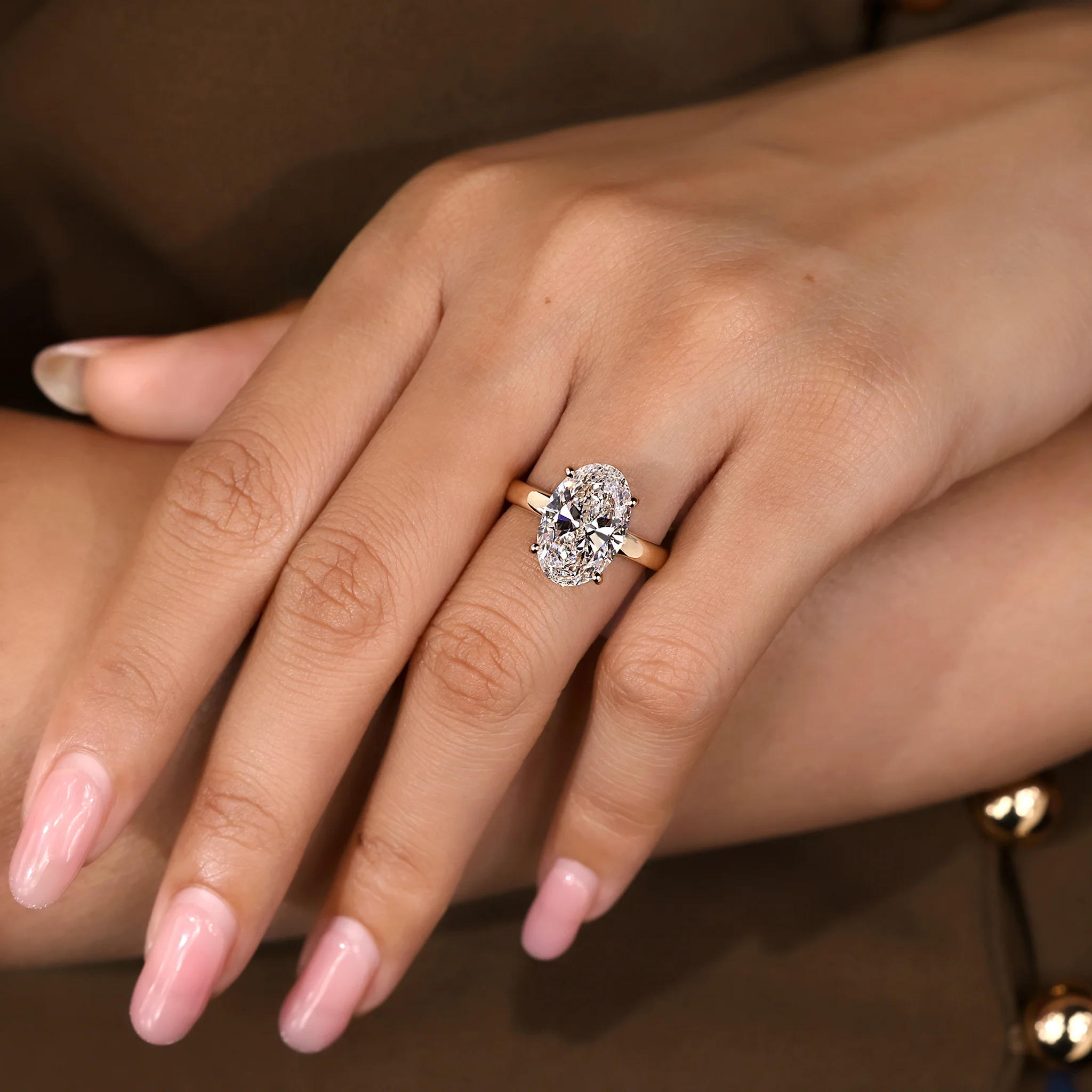 5 - 10 Carat Oval Cut Diamond Hidden Halo Engagement Ring - Image 10