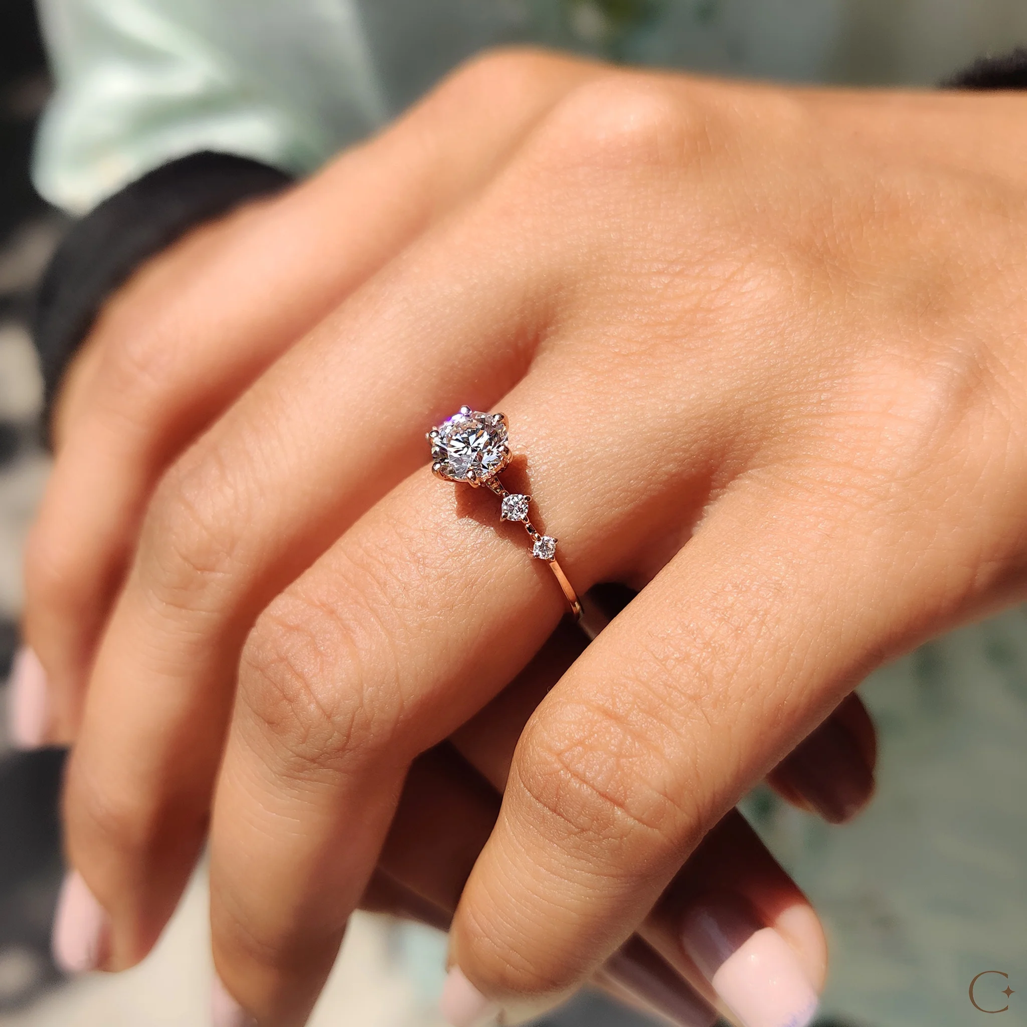 5 Diamond Engagement Ring With Round Cut - Image 3