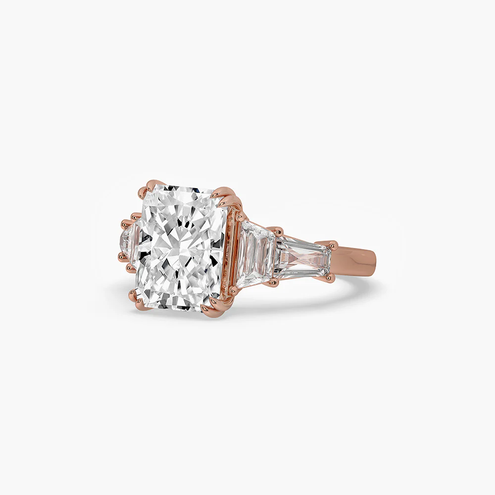 5 Stone Diamond Ring With Radiant Center Stone - Image 2