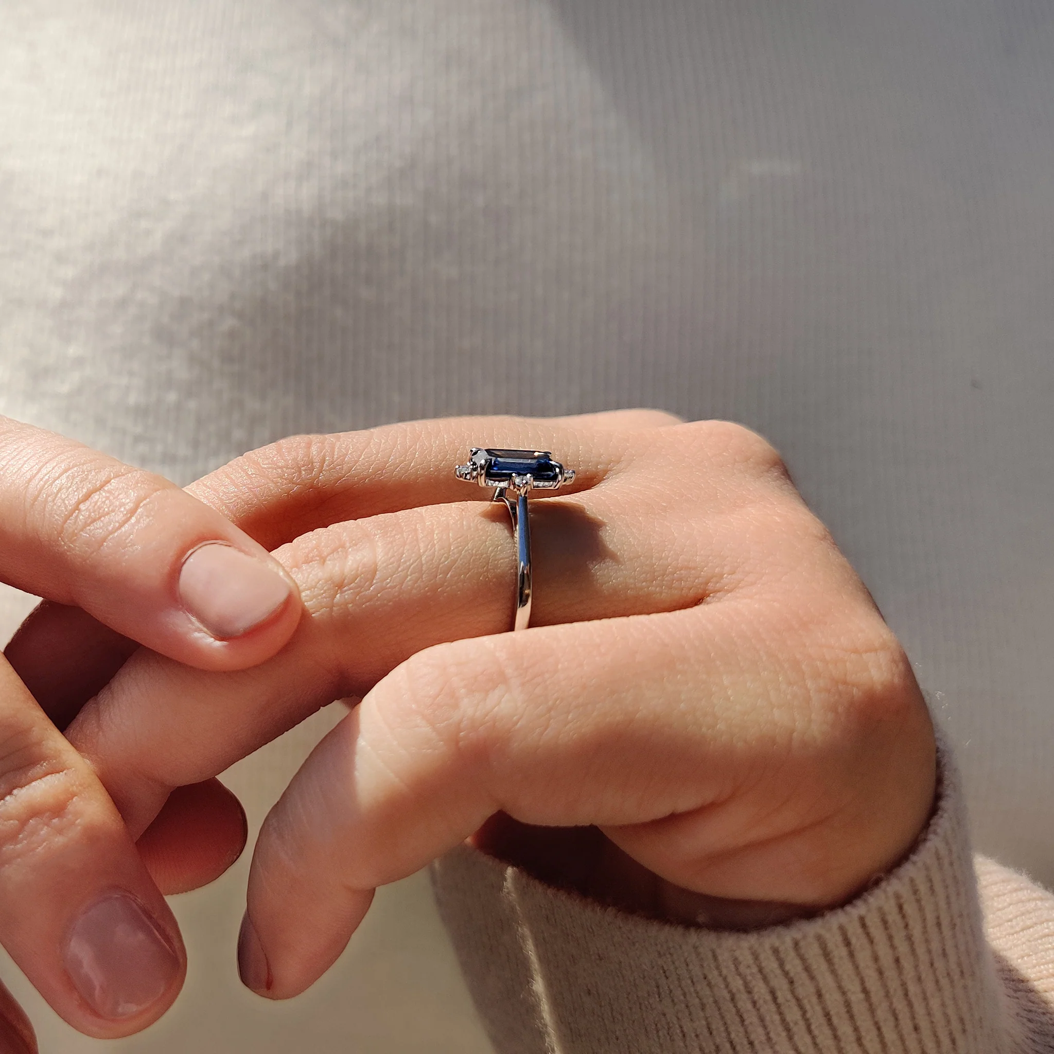 5 Stone Emerald Cut Engagement Ring - Image 8