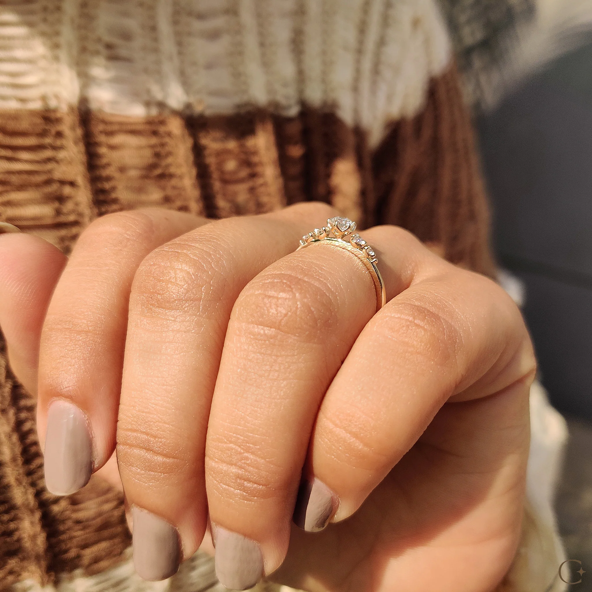 5 Stone Engagement Ring With Round Diamond - Image 5