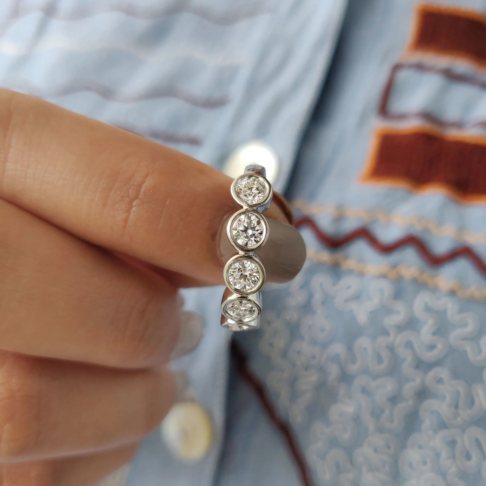 5 Stone Moissanite Band With Round Cut - Image 4