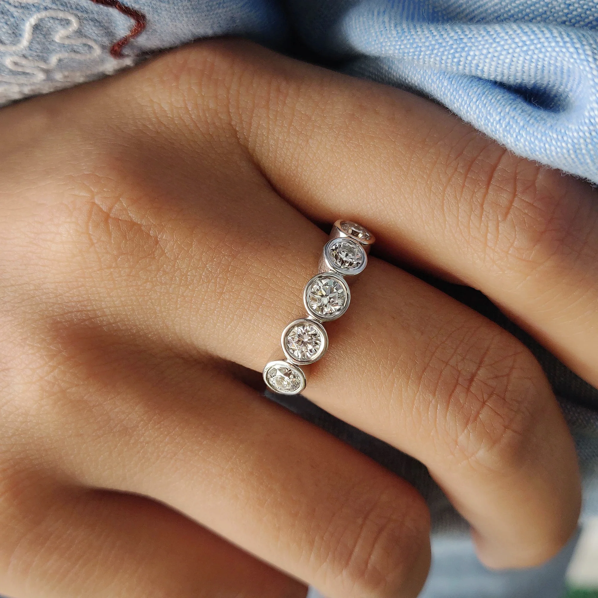 5 Stone Moissanite Band With Round Cut - Image 9