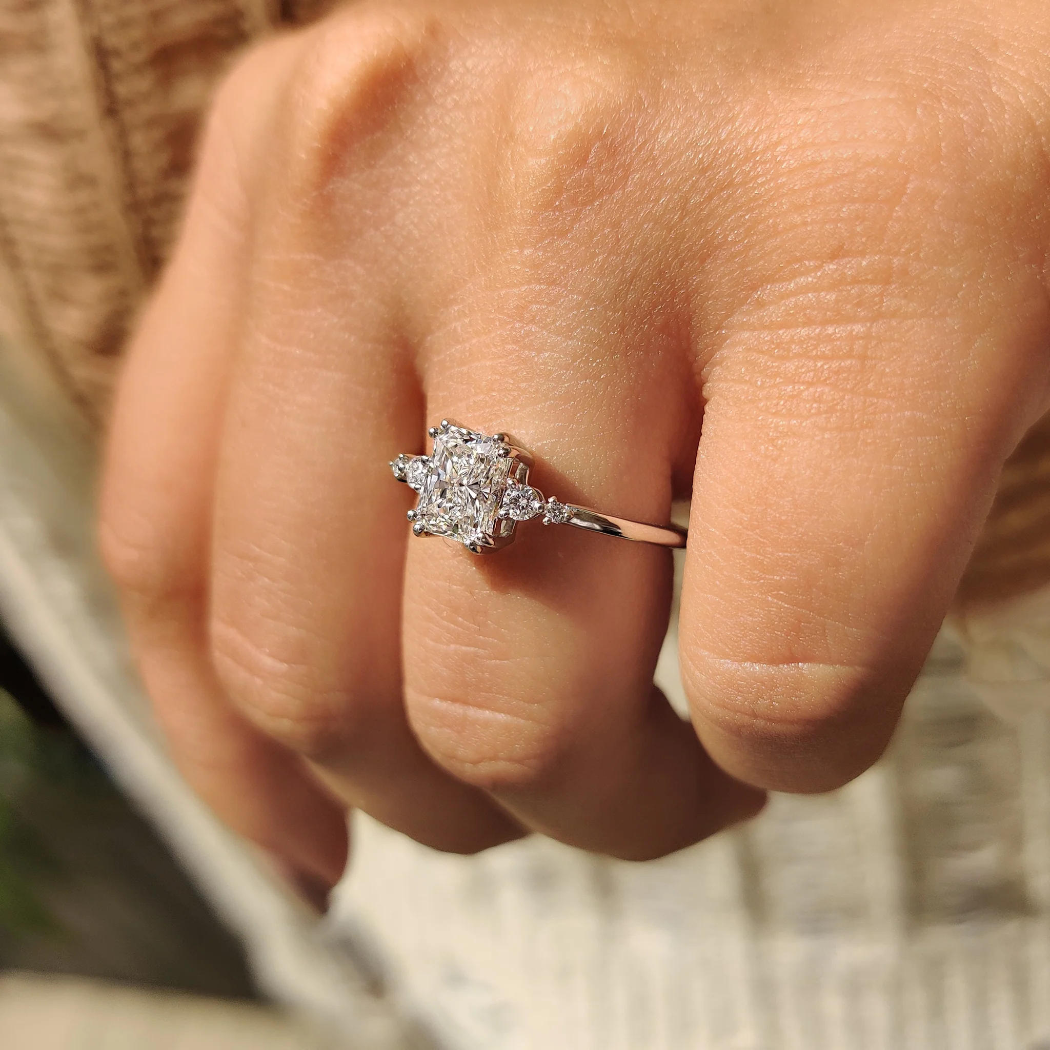5 Stone Radiant Cut Engagement Ring - Image 8