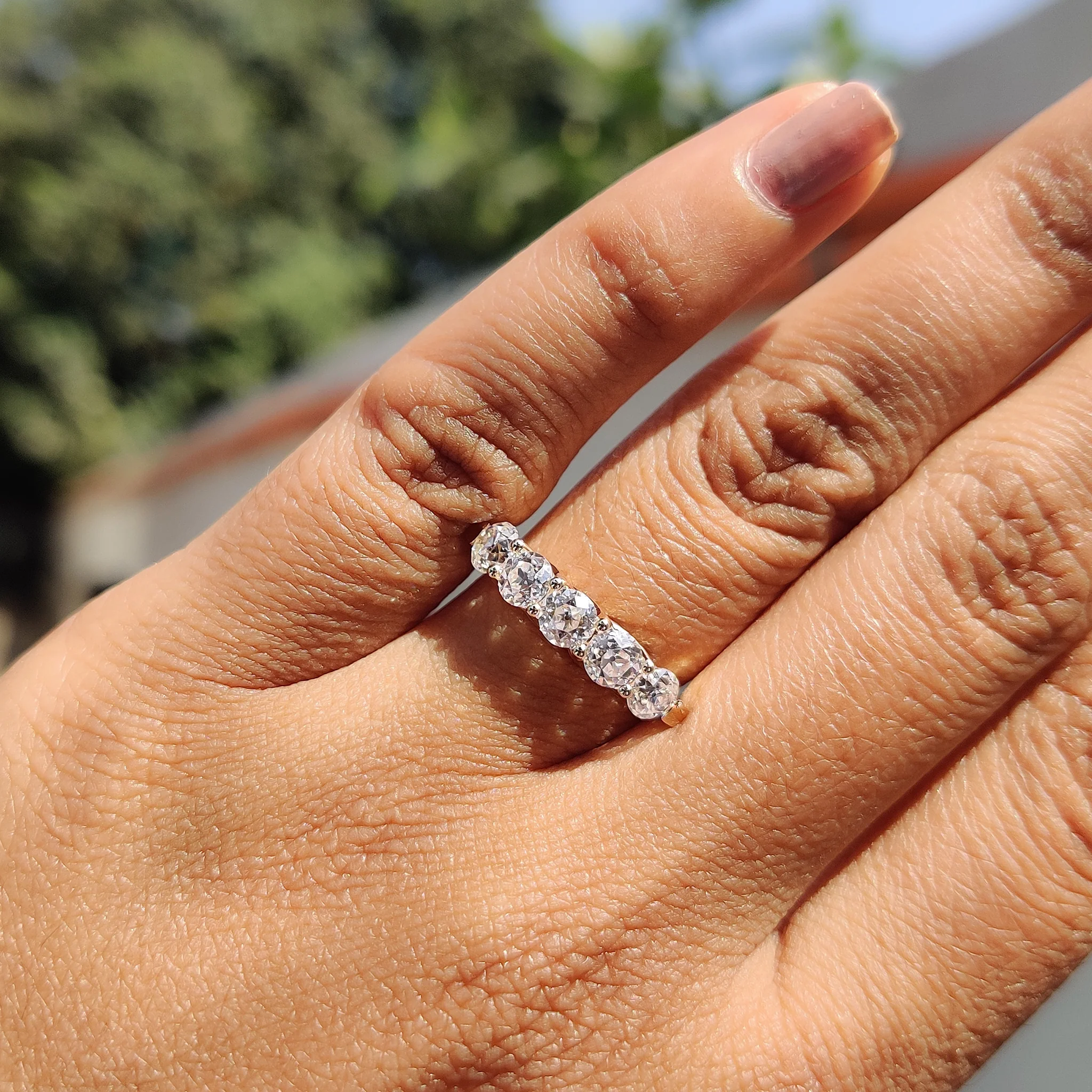5 Stone Wedding Band In Old European Cut - Image 6