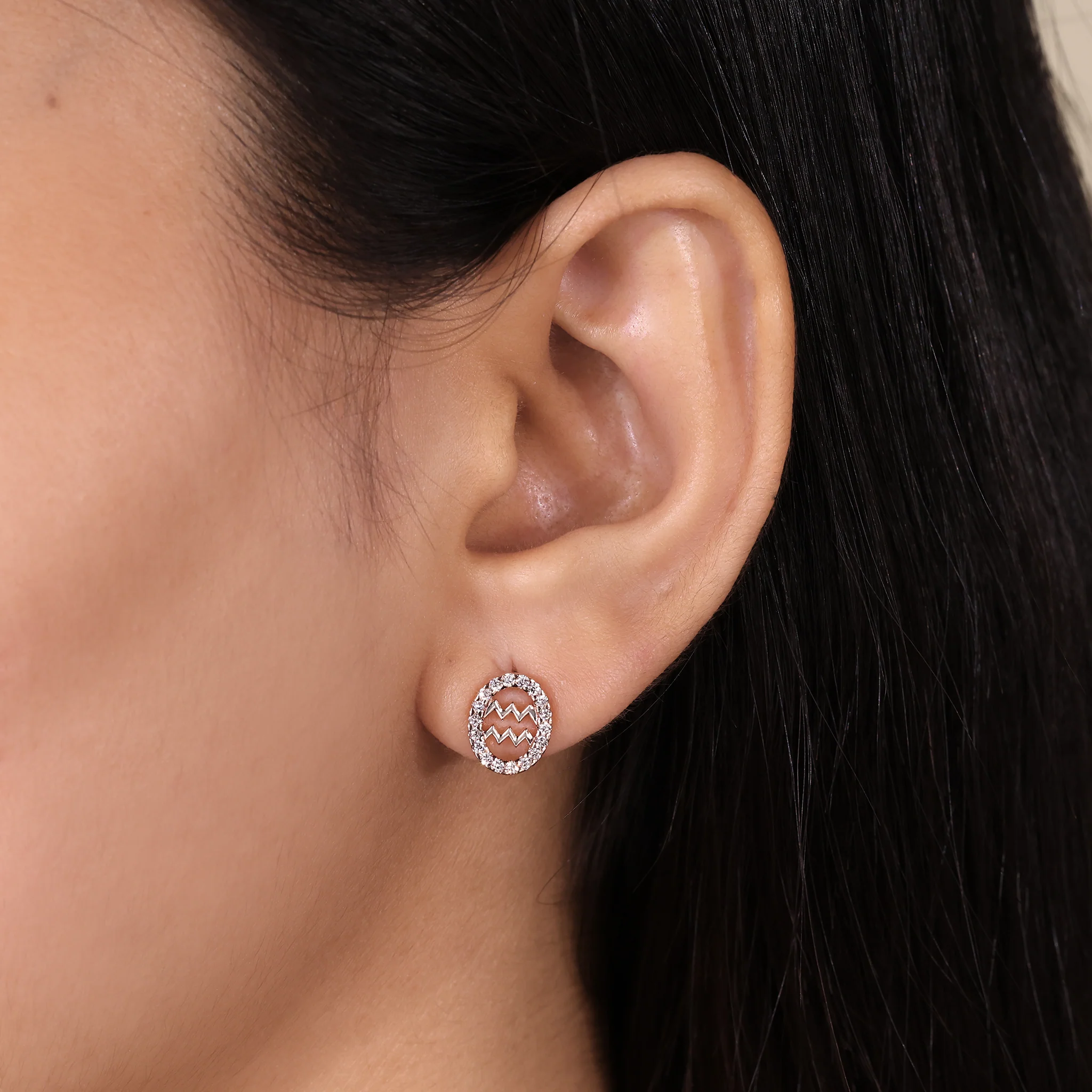 Aquarius Earrings in Stud Halo Style - Image 8