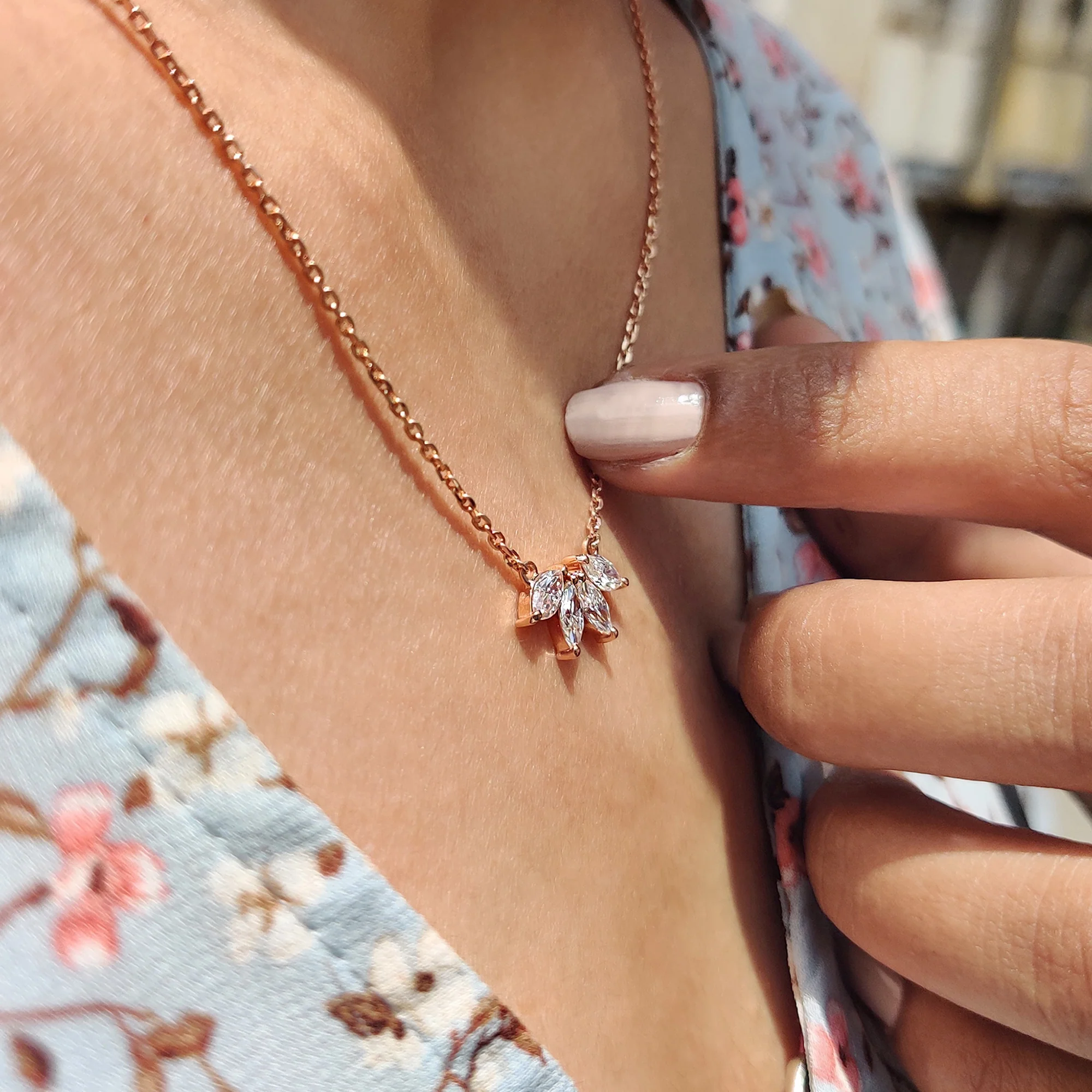 Arc Marquise Moissanite Pendant In Four Stone Design - Image 11