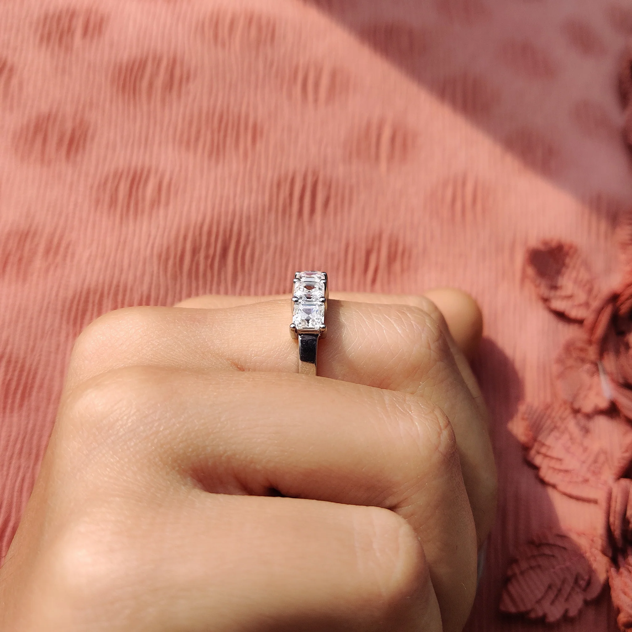 Asscher Cut 5 Stone Wedding Band - Image 4