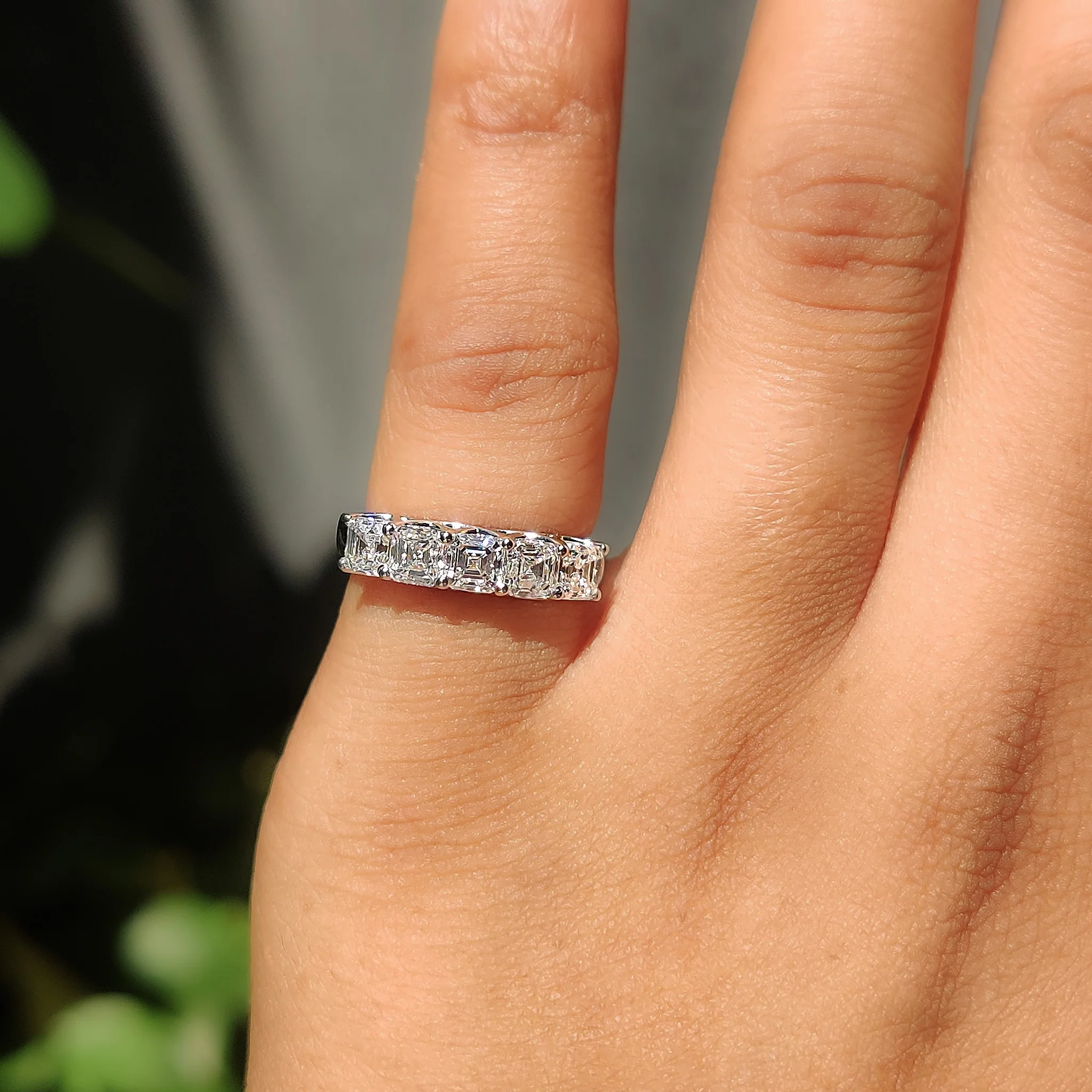Asscher Cut Diamond With White Gold Wedding Ring - Image 9