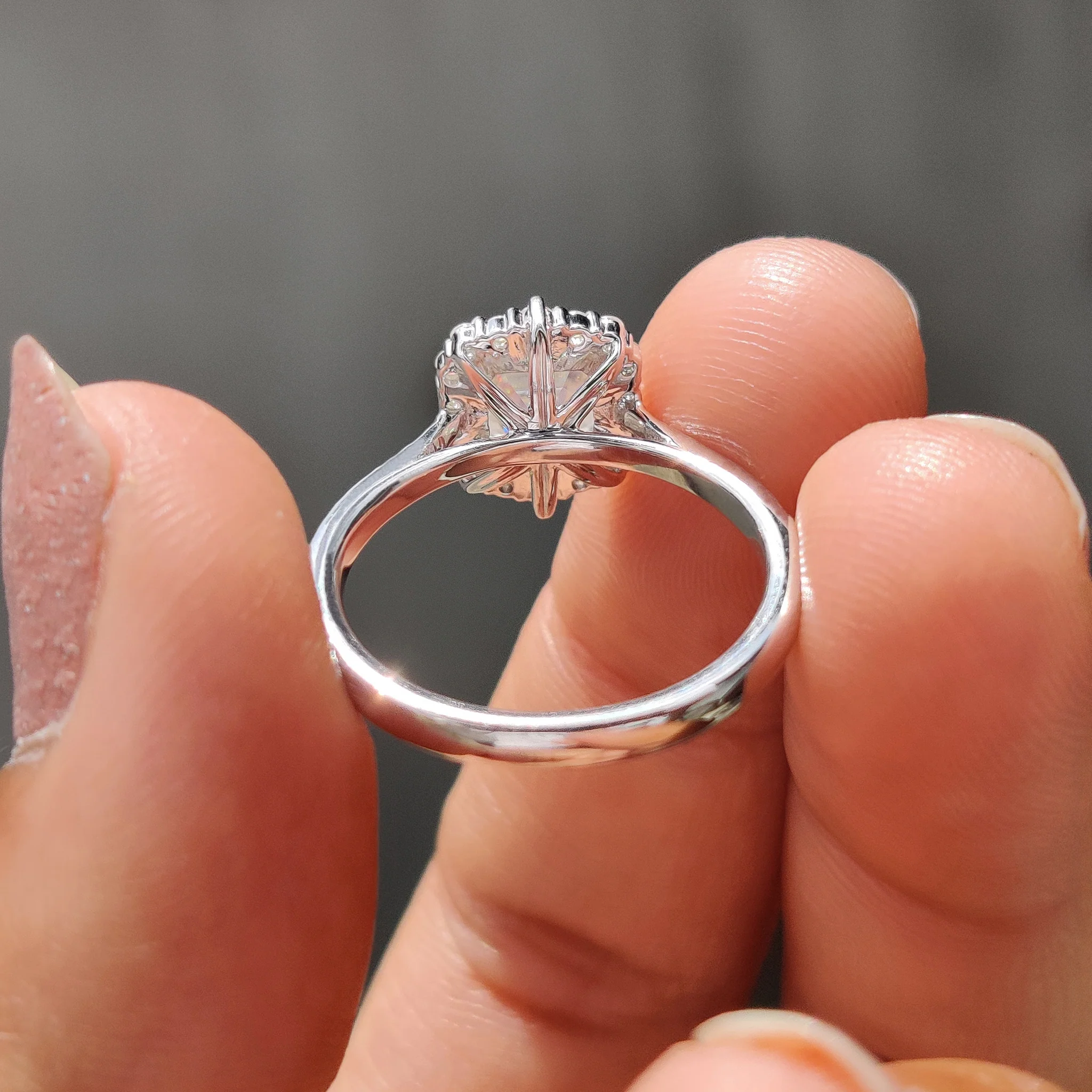 Asscher Cut Moissanite Ring In Tapered Pave Band - Image 3