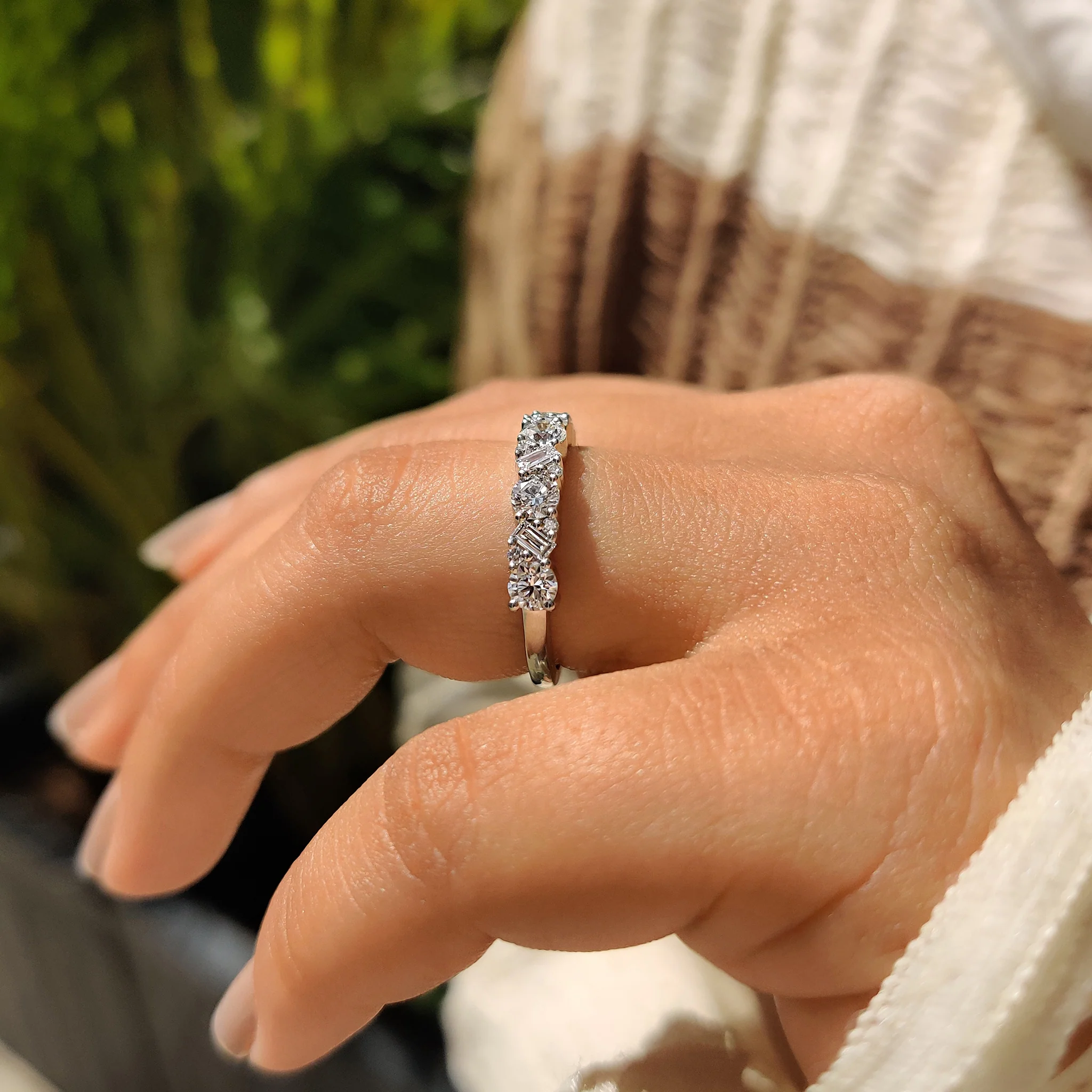 Baguette And Round Diamond Wedding Band - Image 8