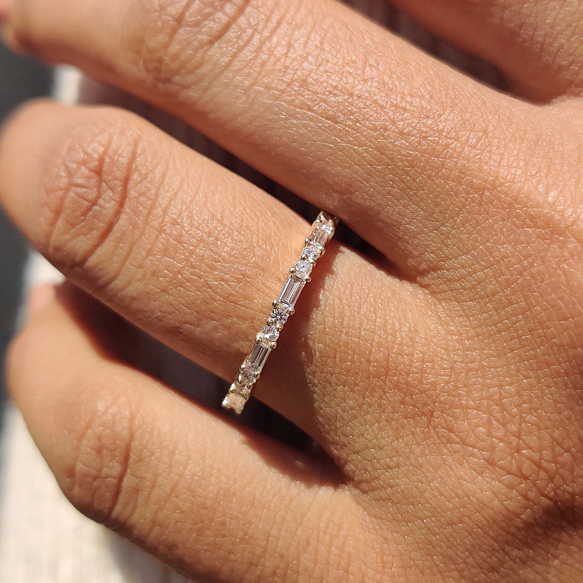 Baguette And Round Wedding Band In Half Eternity - Image 2