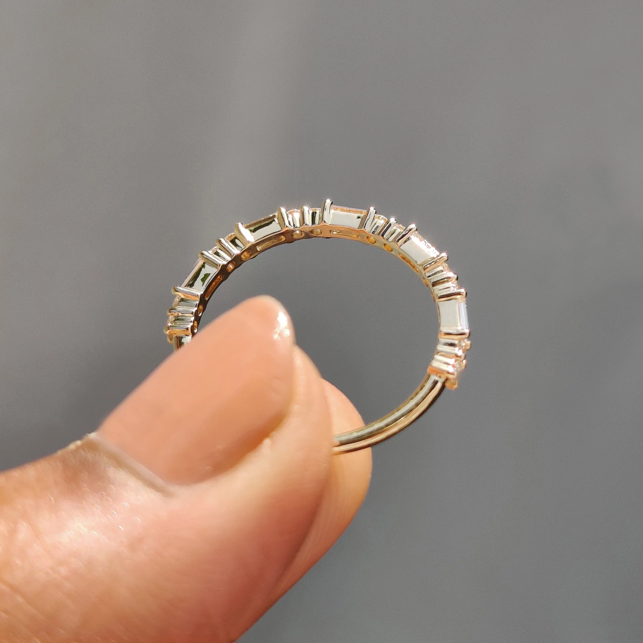 Baguette And Round Wedding Band In Half Eternity - Image 4