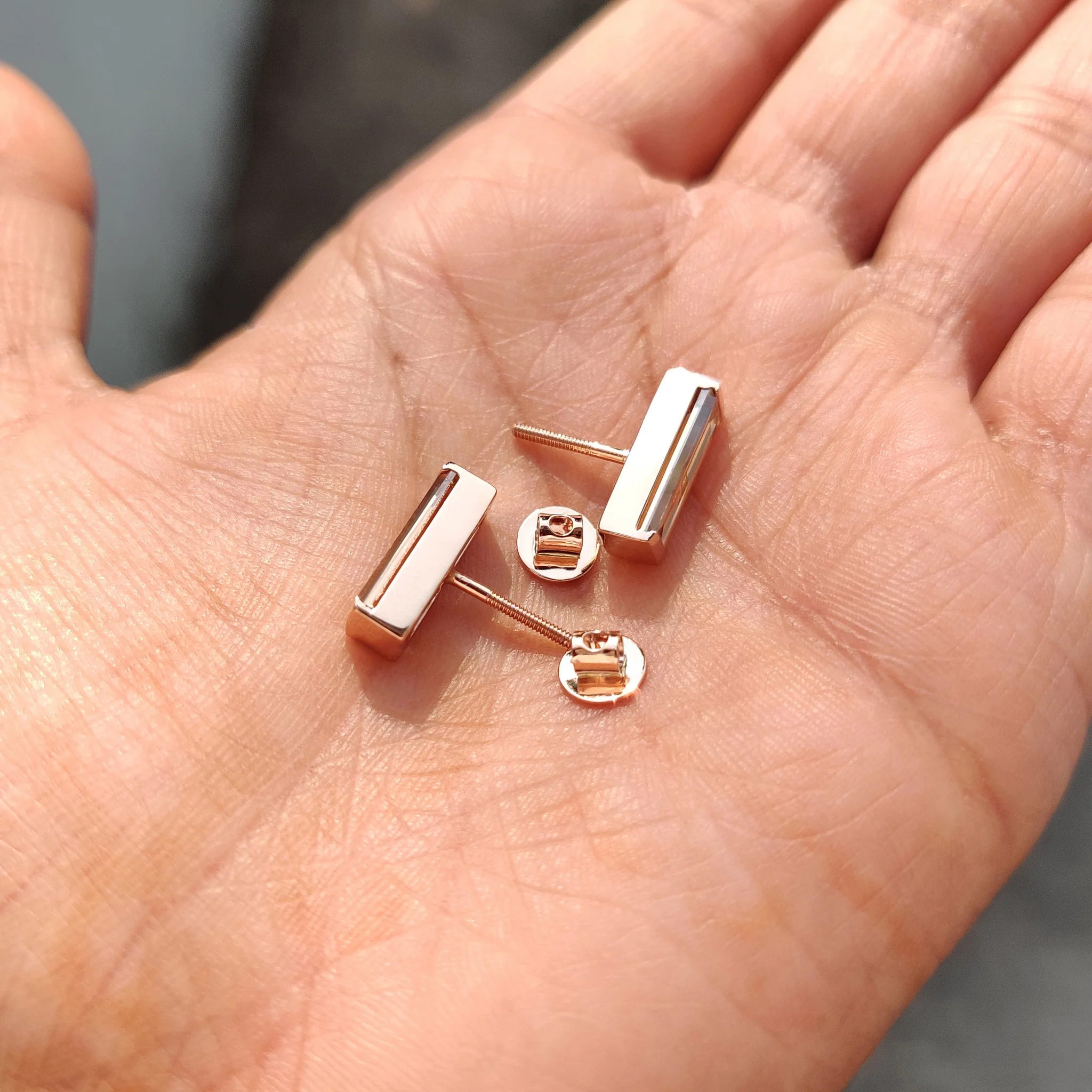 Baguette Cut Earrings In Semi Bezel Style - Image 3