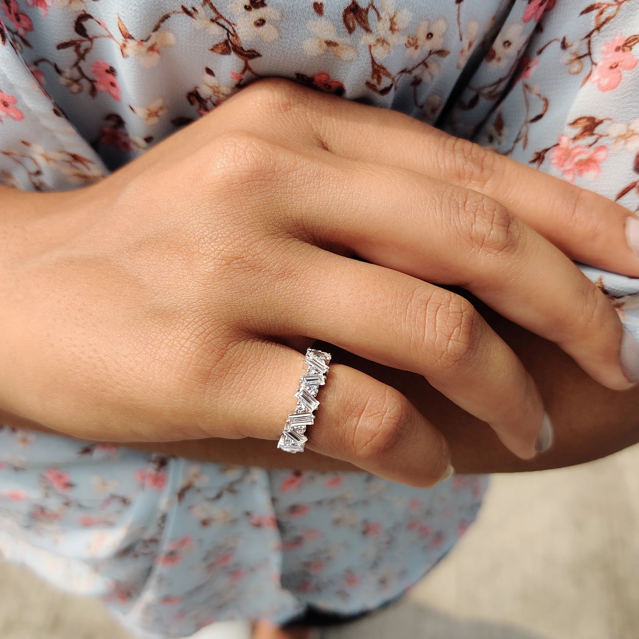 Baguette Cut Wedding band In Zig Zag Style - Image 7