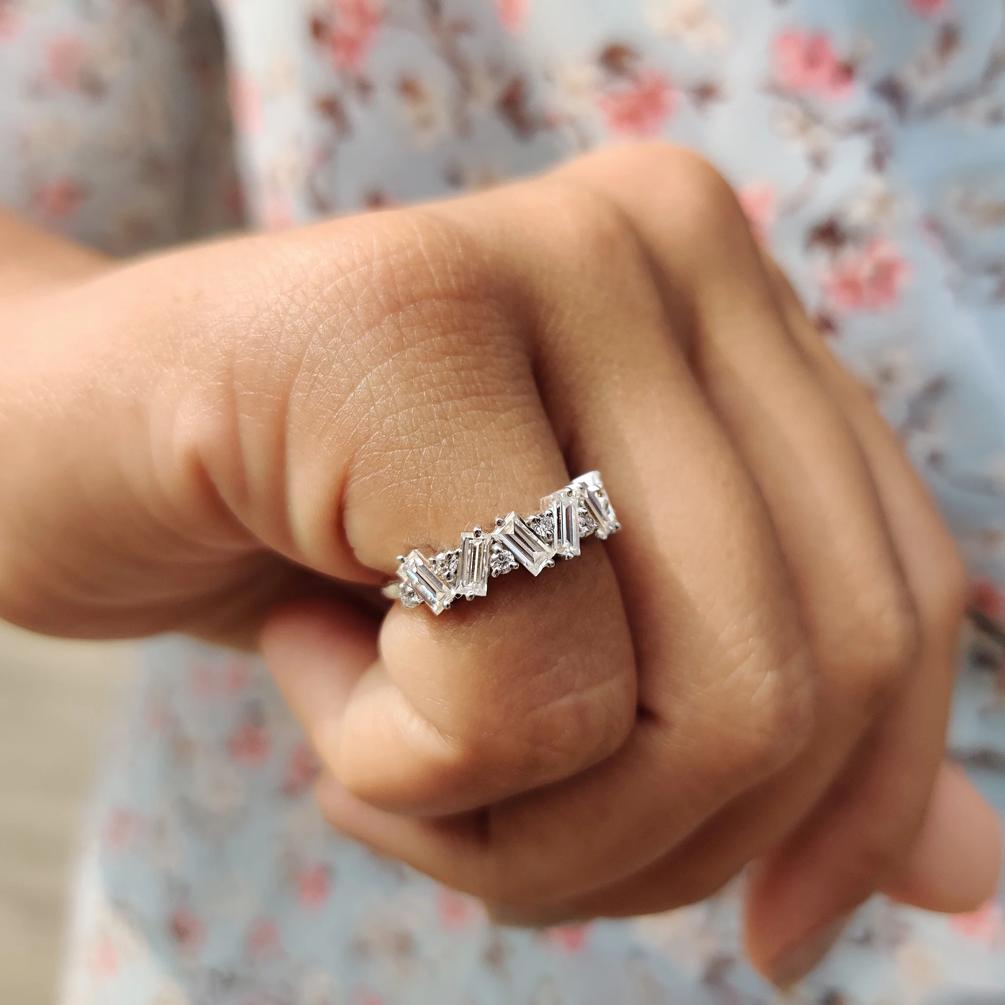 Baguette Cut Wedding band In Zig Zag Style - Image 8
