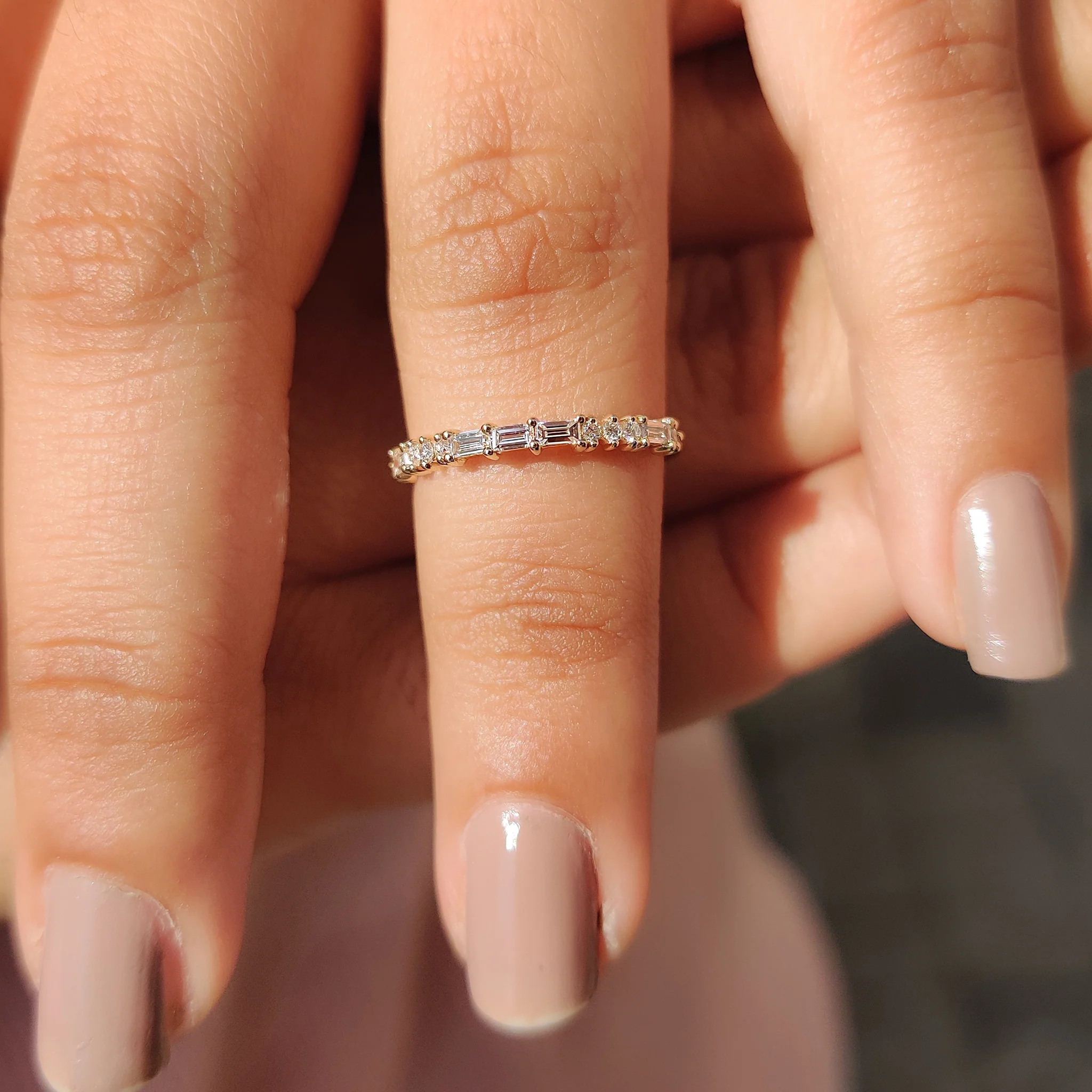 Baguette Diamond Wedding Band In Half Eternity Style - Image 9