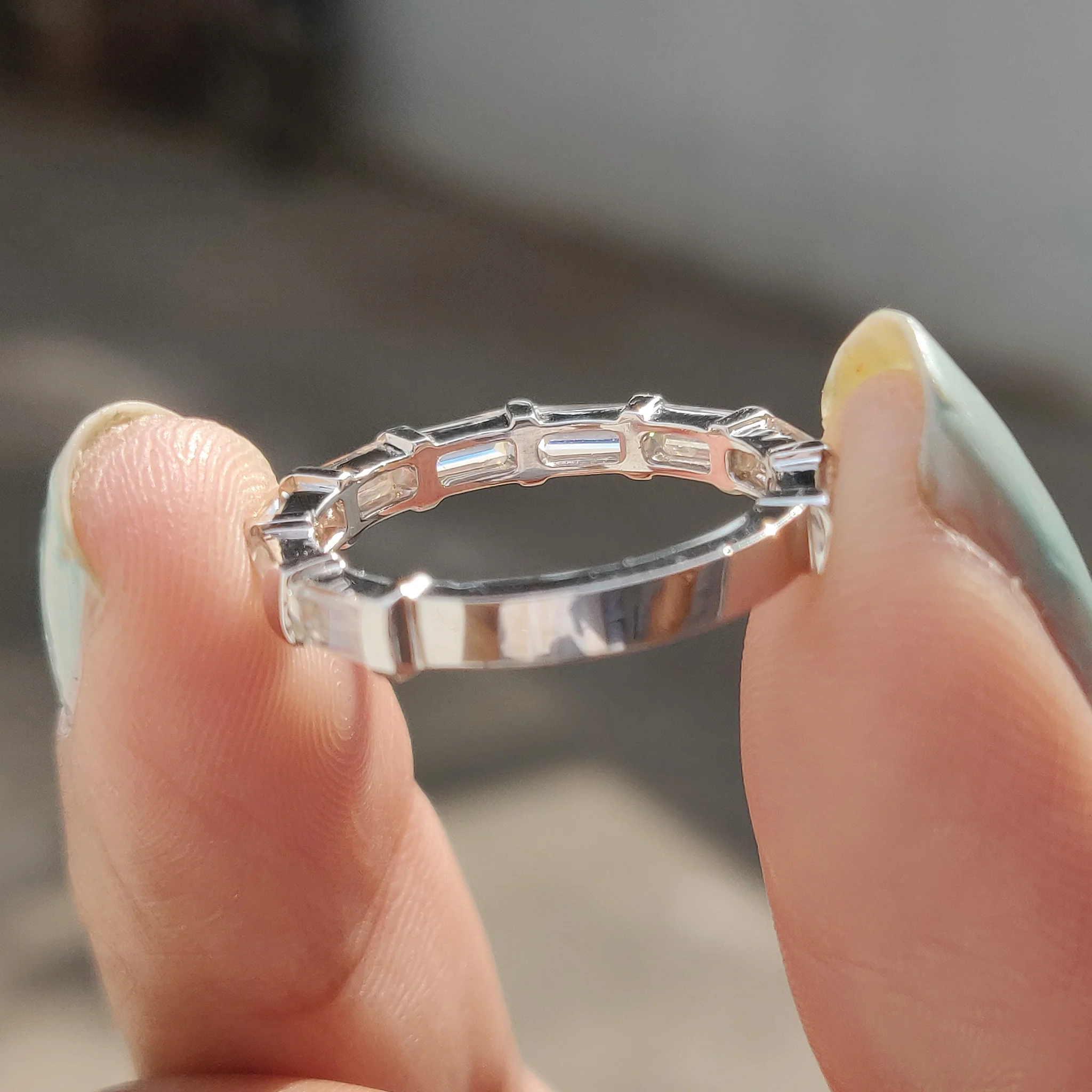Baguette Wedding Band with Bar Setting - Image 5