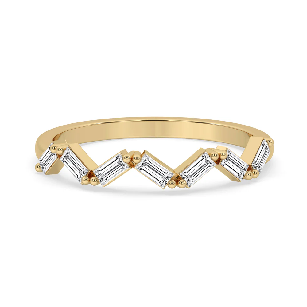 Baguette Wedding Band in Unique Zig Zag Design