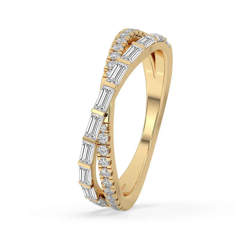 Bar Set Criss Cross Wedding Band In Yellow Gold - Image 3