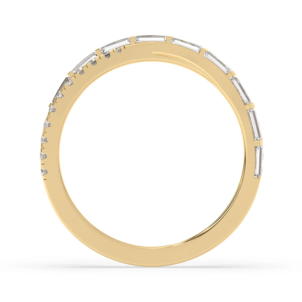 Bar Set Criss Cross Wedding Band In Yellow Gold - Image 4