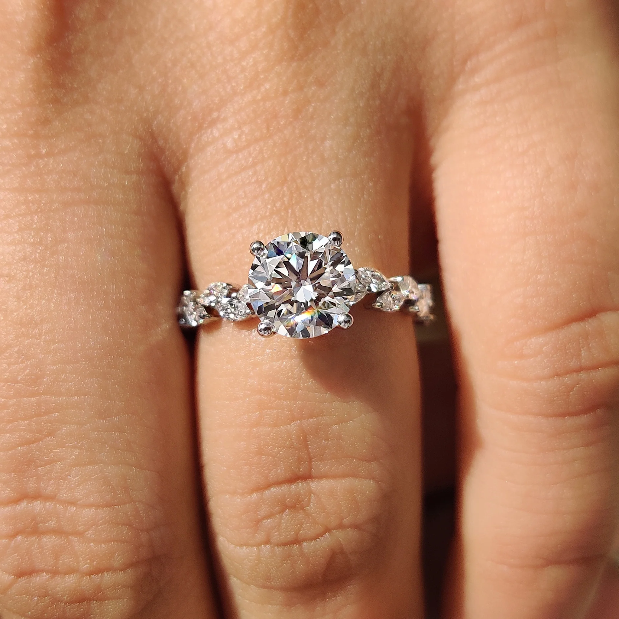 Basket Setting Round Cut Engagement Ring - Image 8