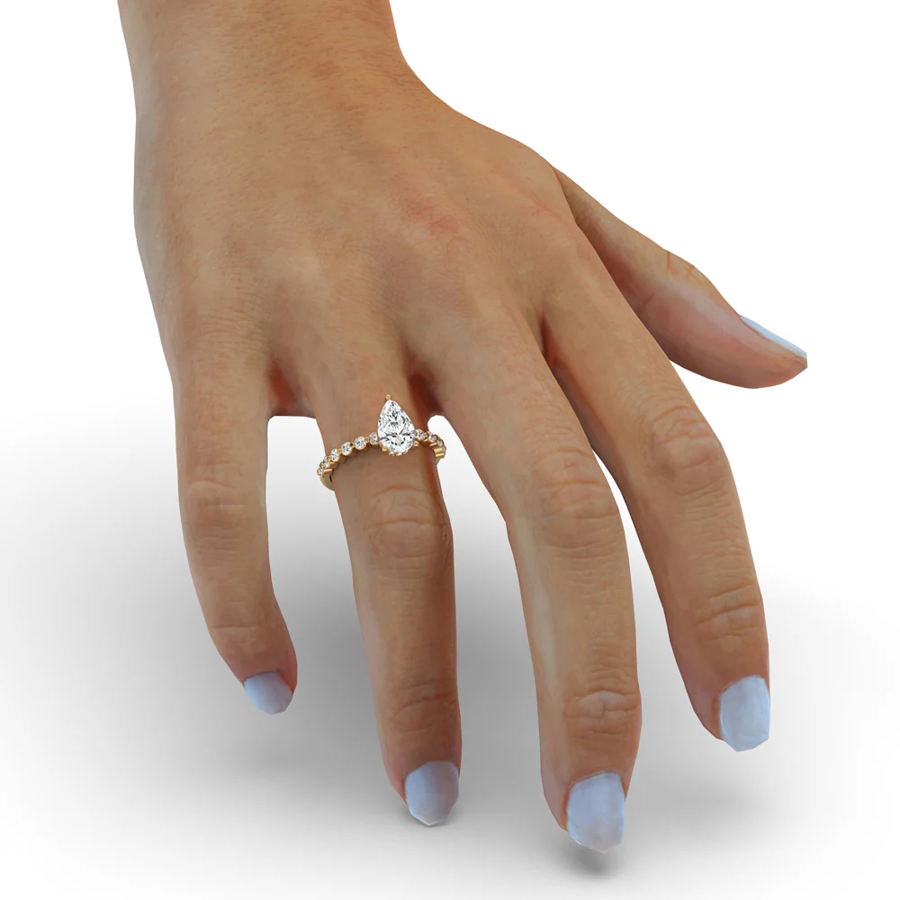 Beautiful Pear Shaped Engagement Ring in Yellow Gold Setting - Image 2