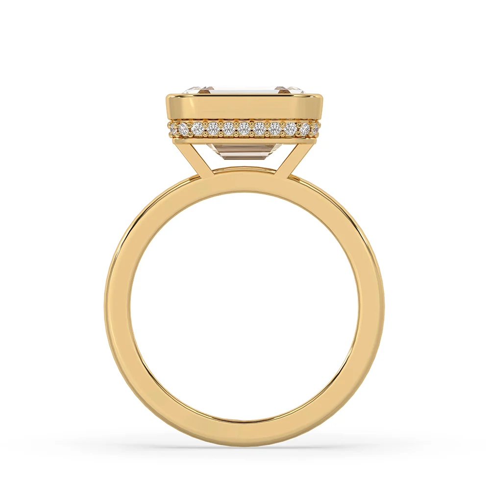 Bezel Emerald Cut Engagement Ring In Yellow Gold - Image 2