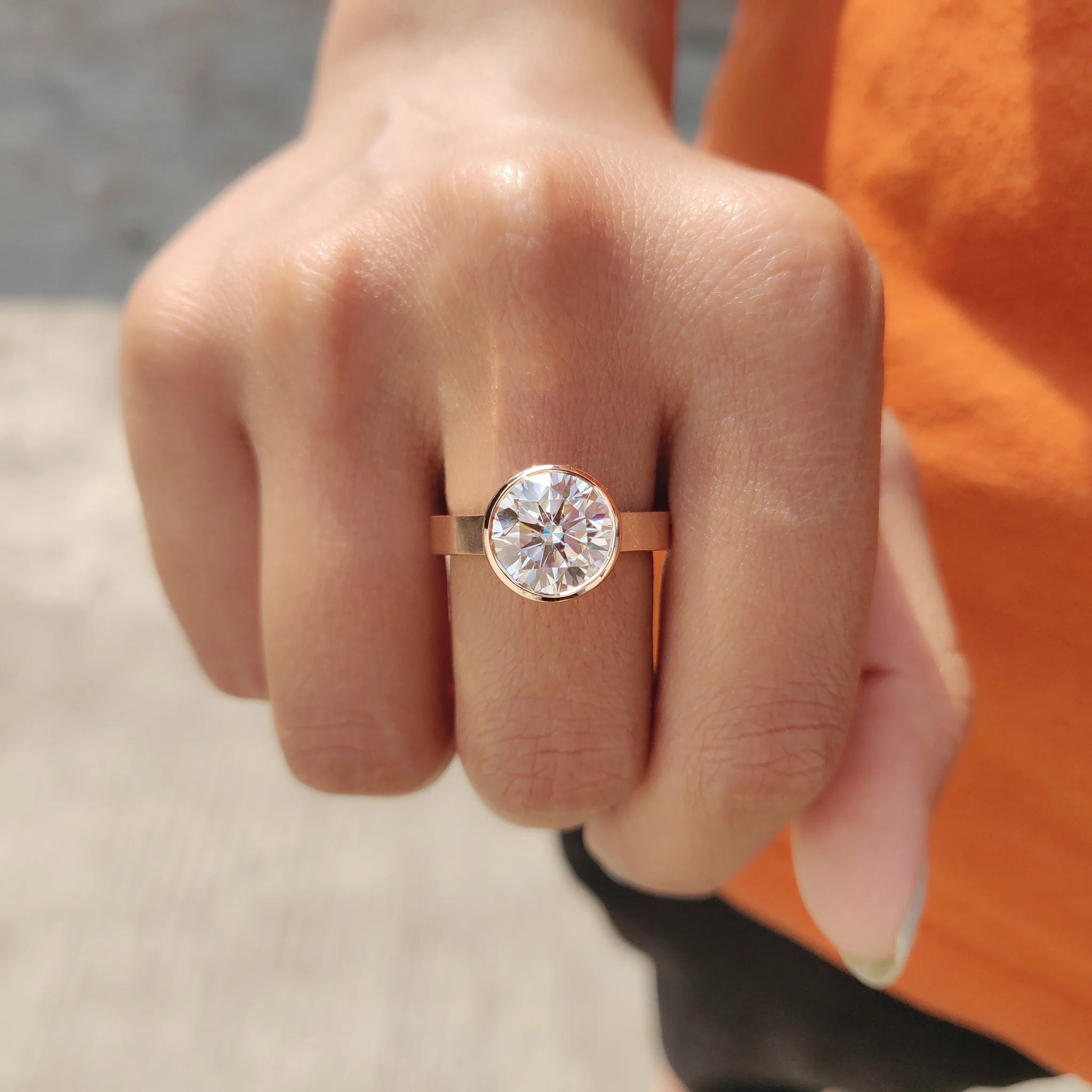 Round Cut Bezel Set Moissanite Ring - Image 2