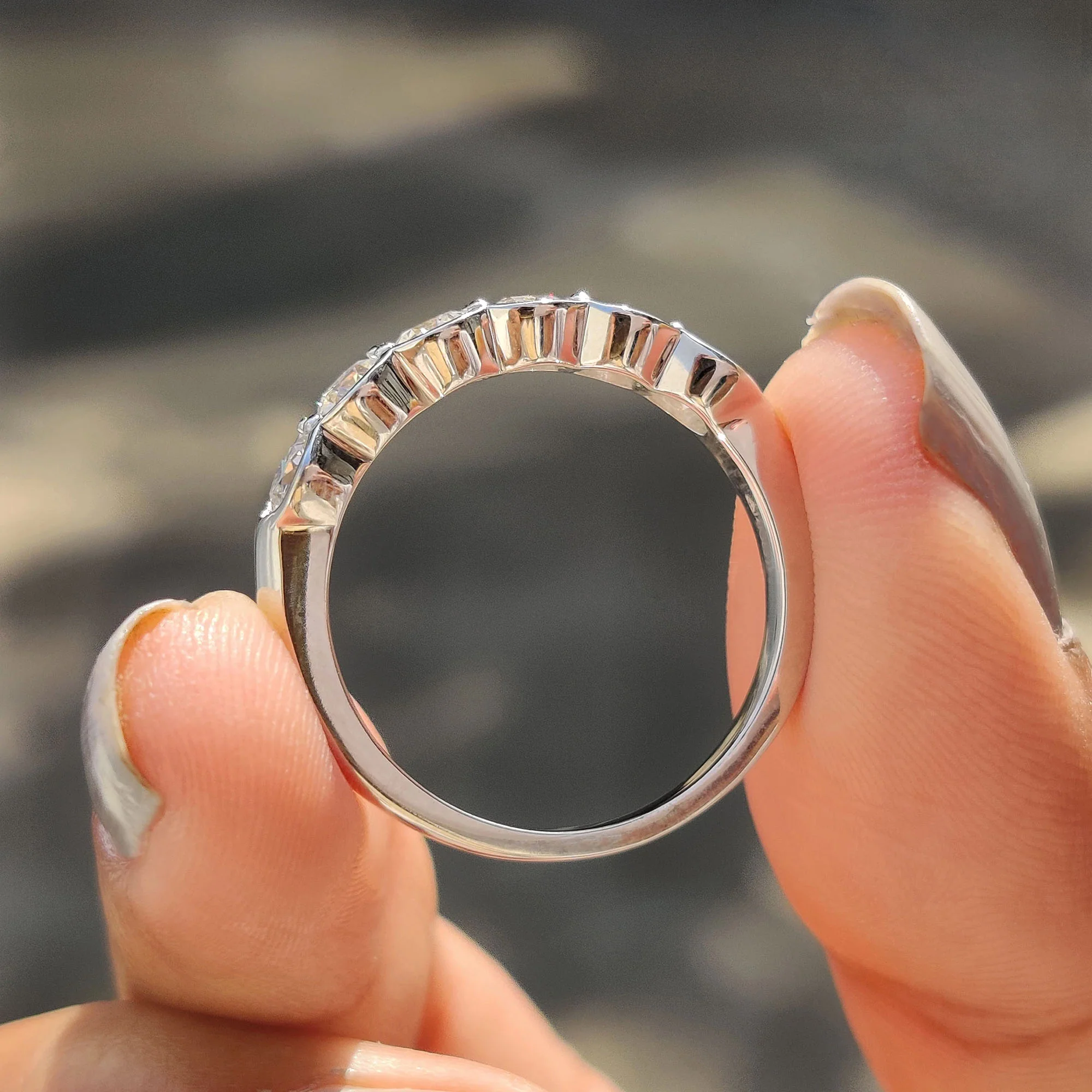 Bezel Set Round Cut Wedding Band - Image 6