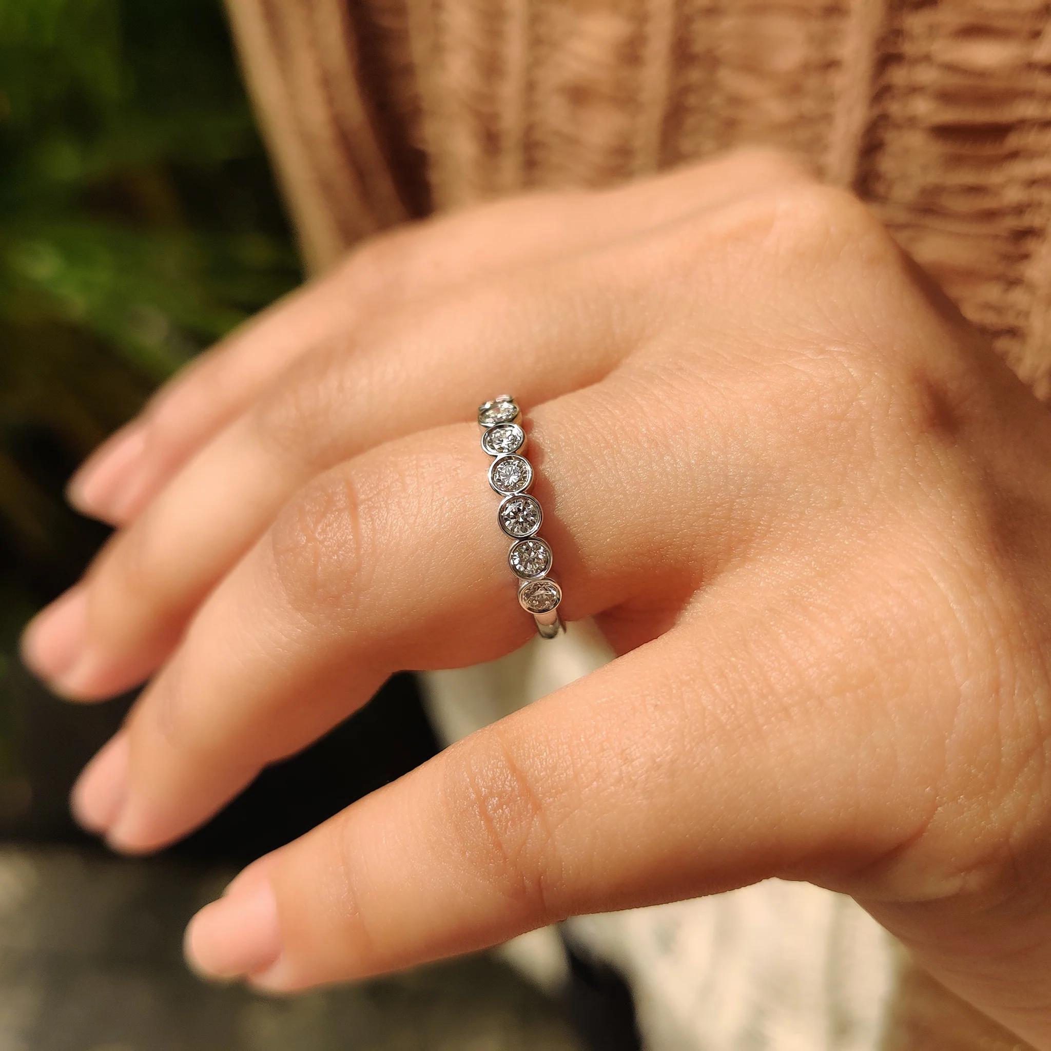 Bezel Set Wedding Band In Round Cut Diamond - Image 3