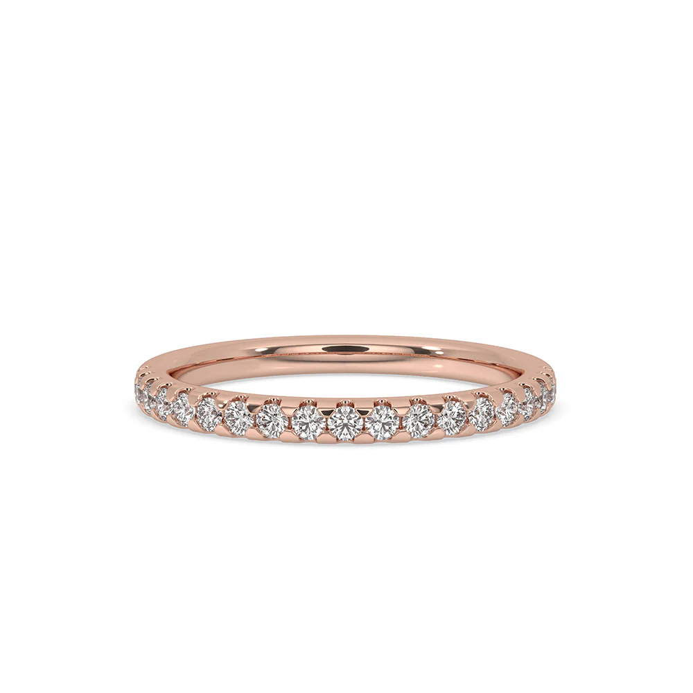 Bezel Set Wedding Band – Round Cut Half Eternity