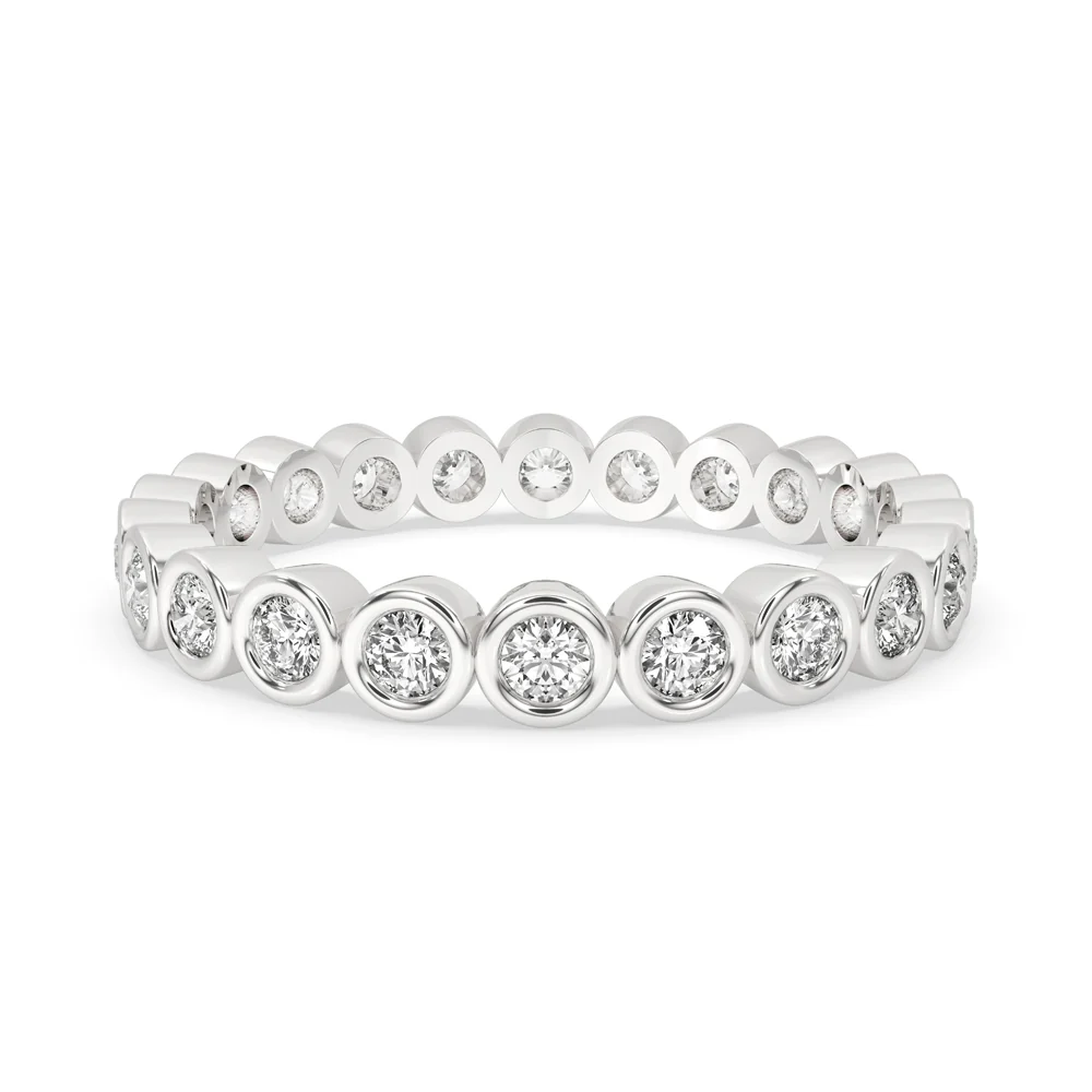 Bezel Wedding Band - White Gold