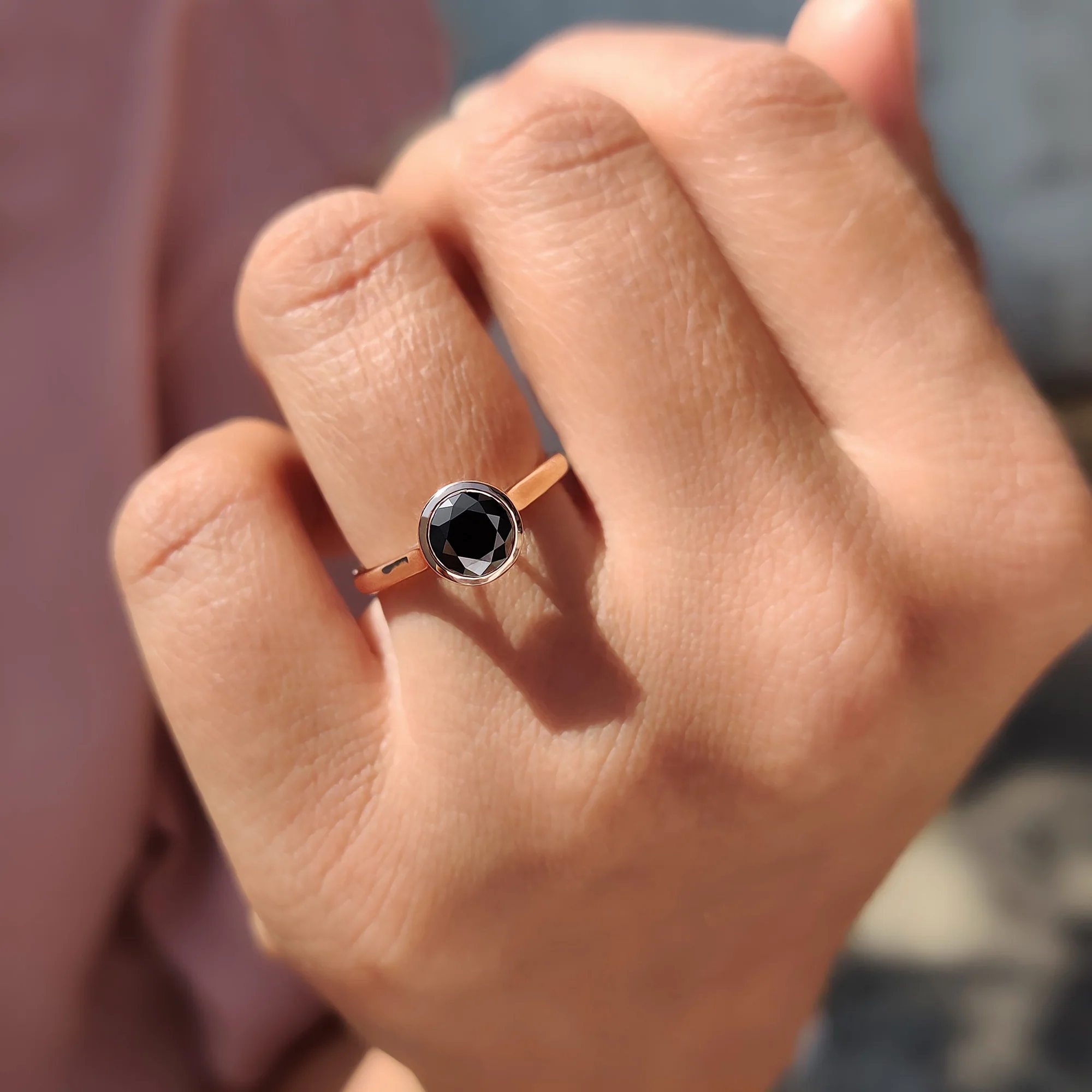Round Cut Black Moissanite Ring With Solitaire Style - Image 8