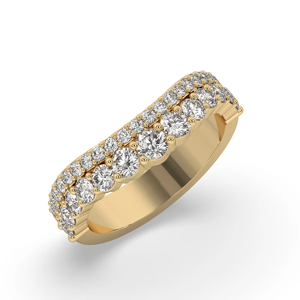 Half Eternity Wedding Band - Double Row Style - Image 4