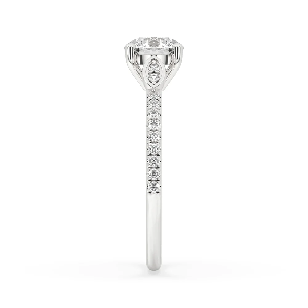 Cathedral Engagement Ring With Pave Band - Image 3
