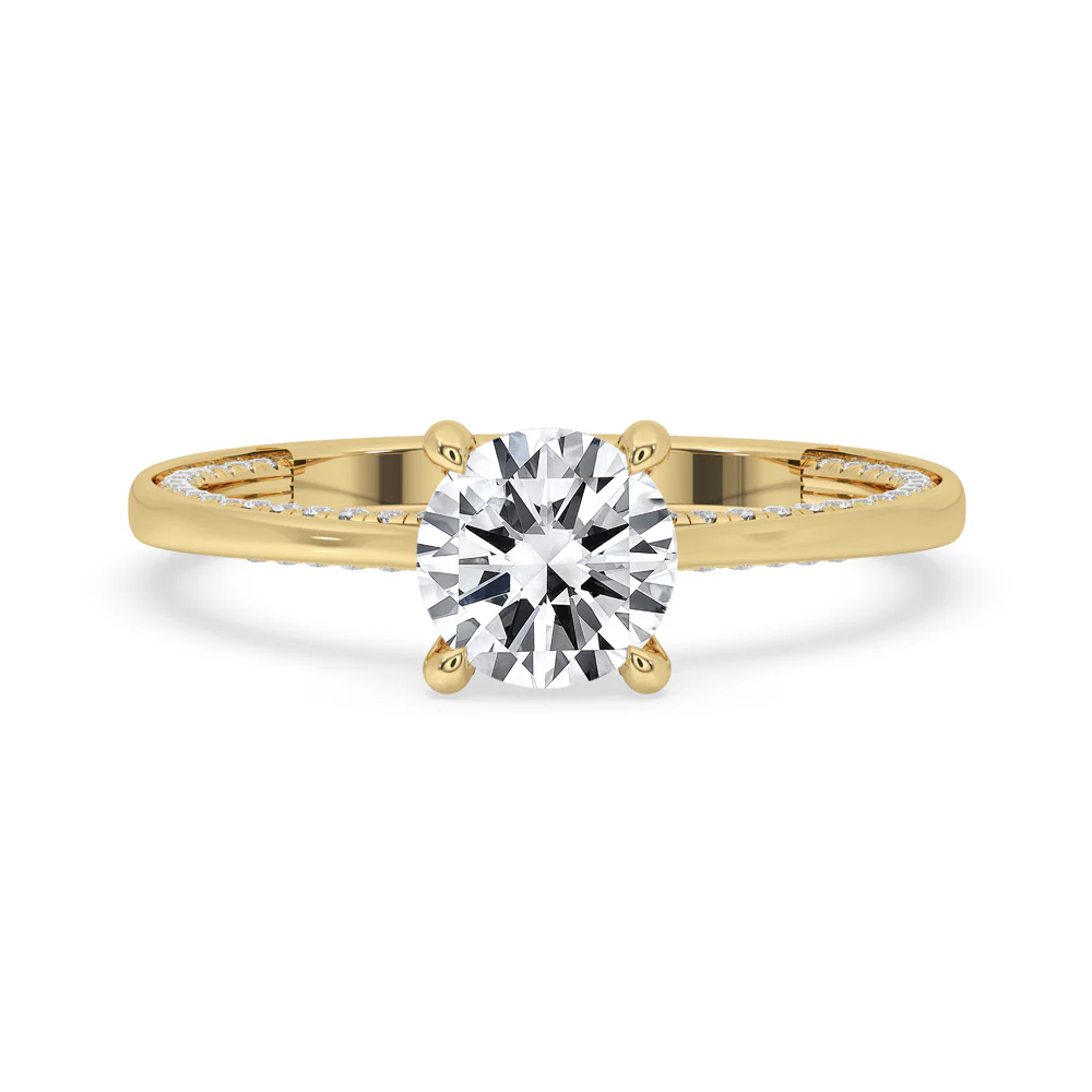 Cathedral Setting Engagement Ring - Hidden Pave Band