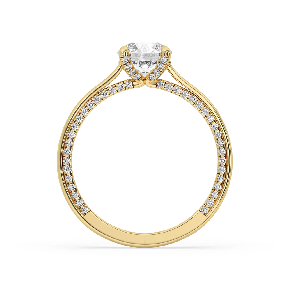 Cathedral Setting Engagement Ring - Hidden Pave Band - Image 2