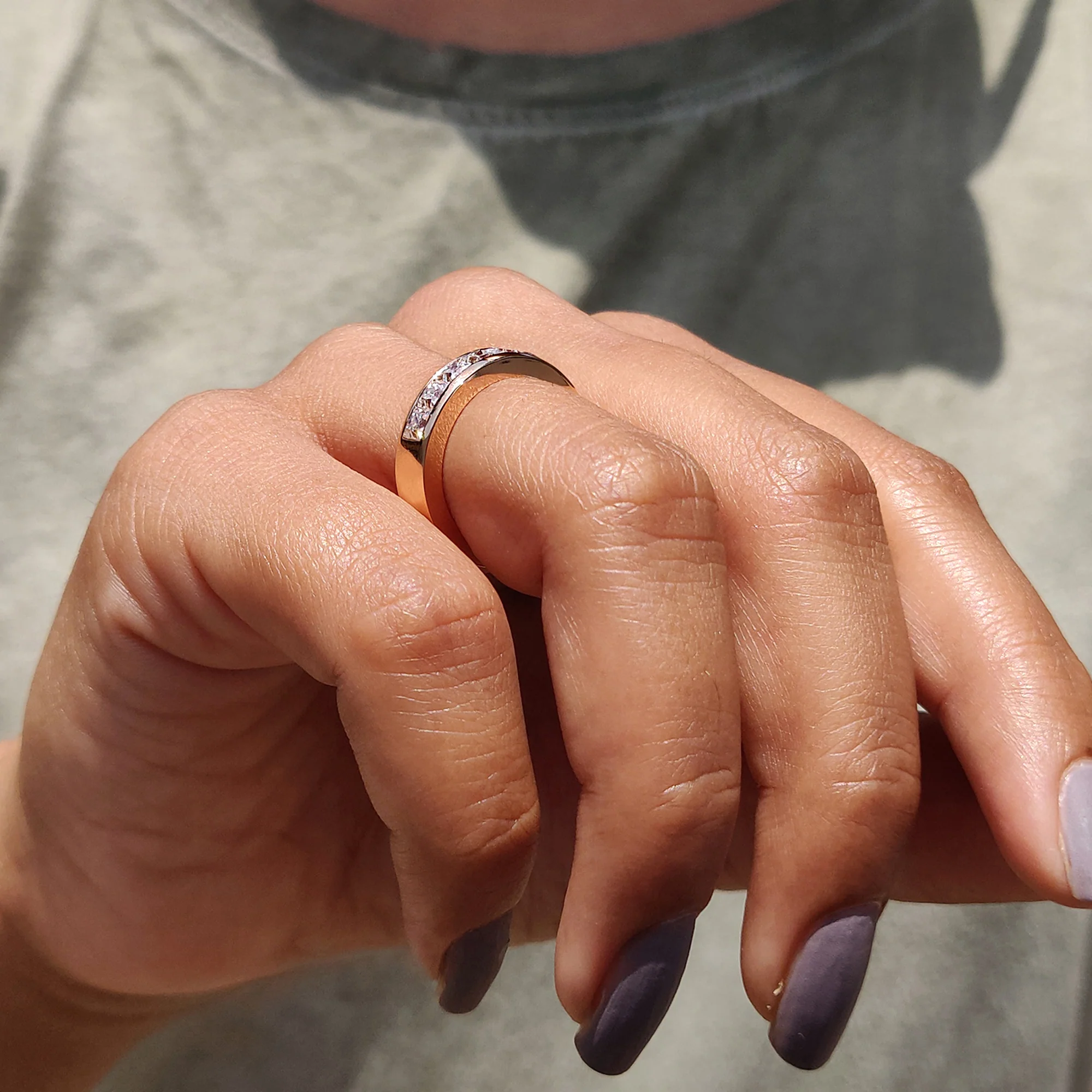 Princess Cut Moissanite Channel Set Wedding Band - Image 2